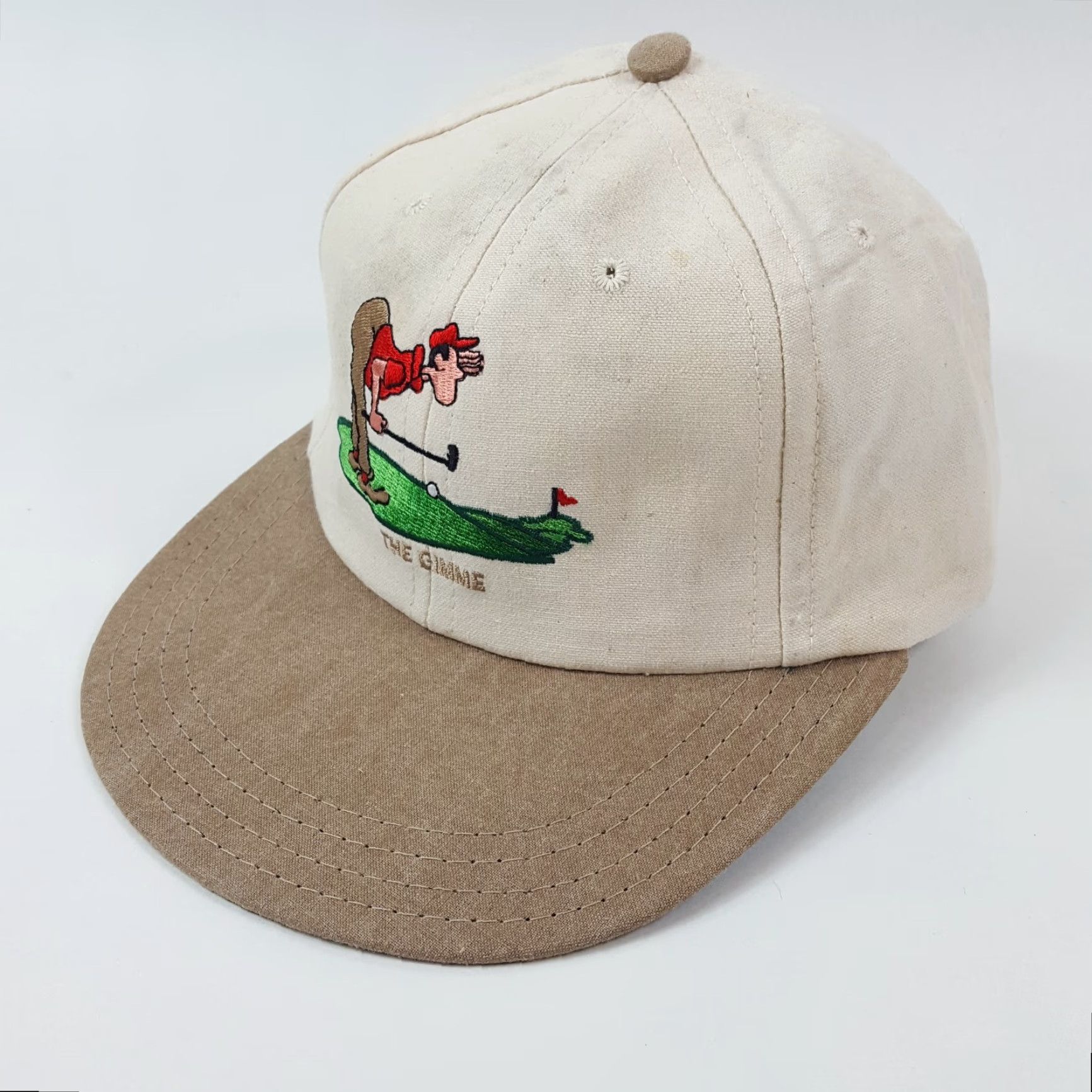 Vintage VINTAGE Brett Ogle Funny Golf Parody Adjustable Baseball Cap Hat, One Size, Beige, 90s, Mens Size ONE SIZE - 3 Thumbnail
