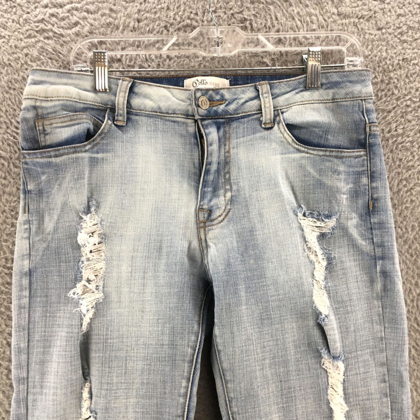 Denime Cello Jeans Womens 7 Blue Light Wash Denim Straight Zip Fly Distressed Size 28" / US 6 / IT 42 - 2 Thumbnail