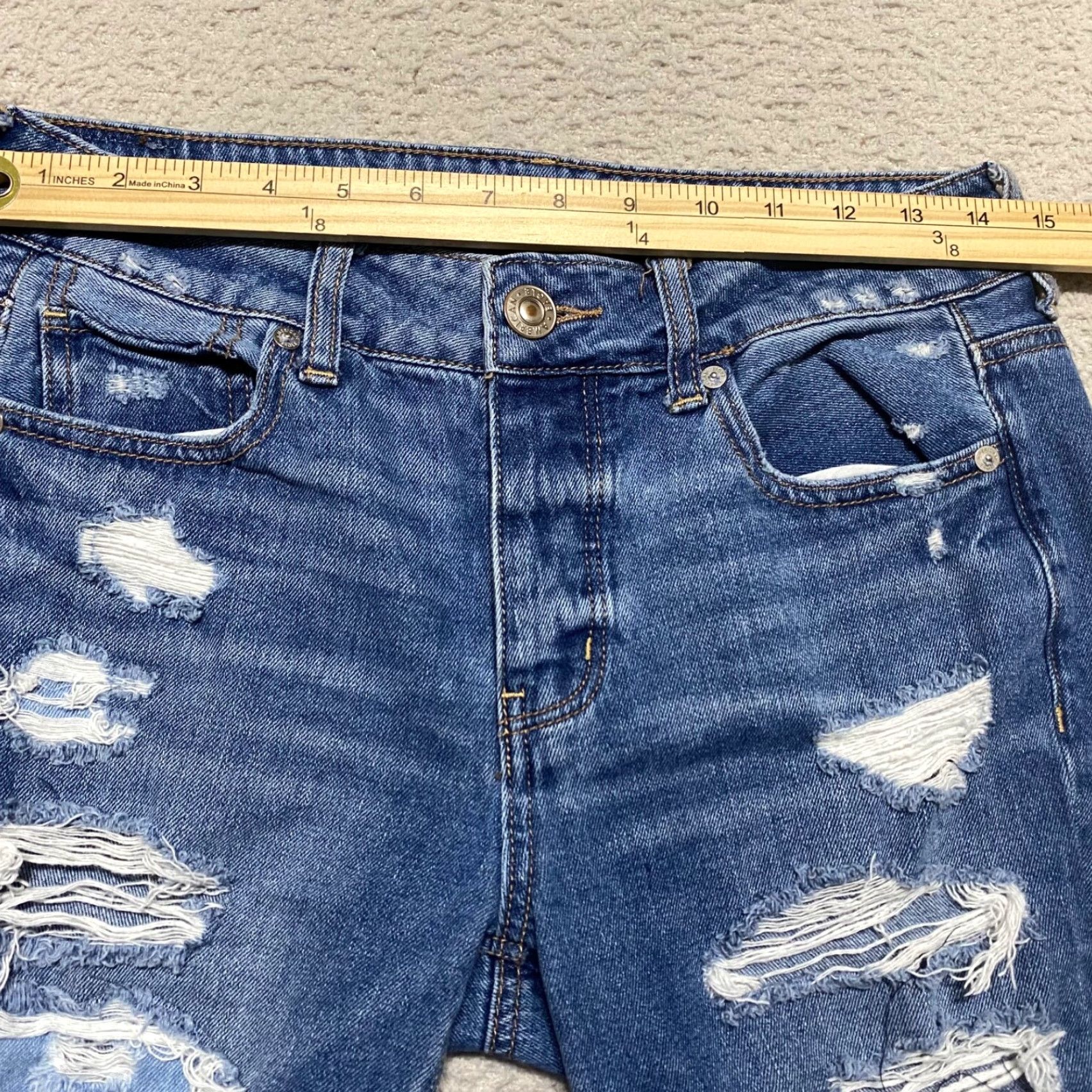 American Eagle Outfitters VINTAGE American Eagle Outfitters Jeans Womens 4 Blue Distressed Boyfriend Medium Wash 5-Pocket Denim Style: Jeans Size 27" / US 4 / IT 40 - 5 Thumbnail