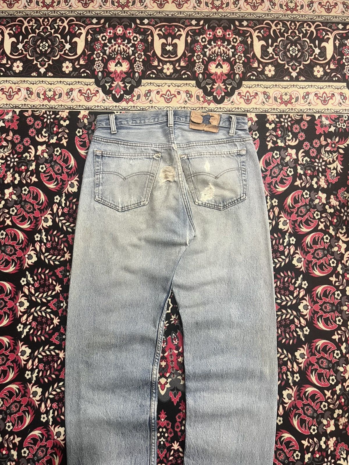 Levi's ⚡️Vintage⚡️80s Levi’s 501 Destroy Buttonfly Blue Washed Jeans Size US 30 / EU 46 - 11 Thumbnail