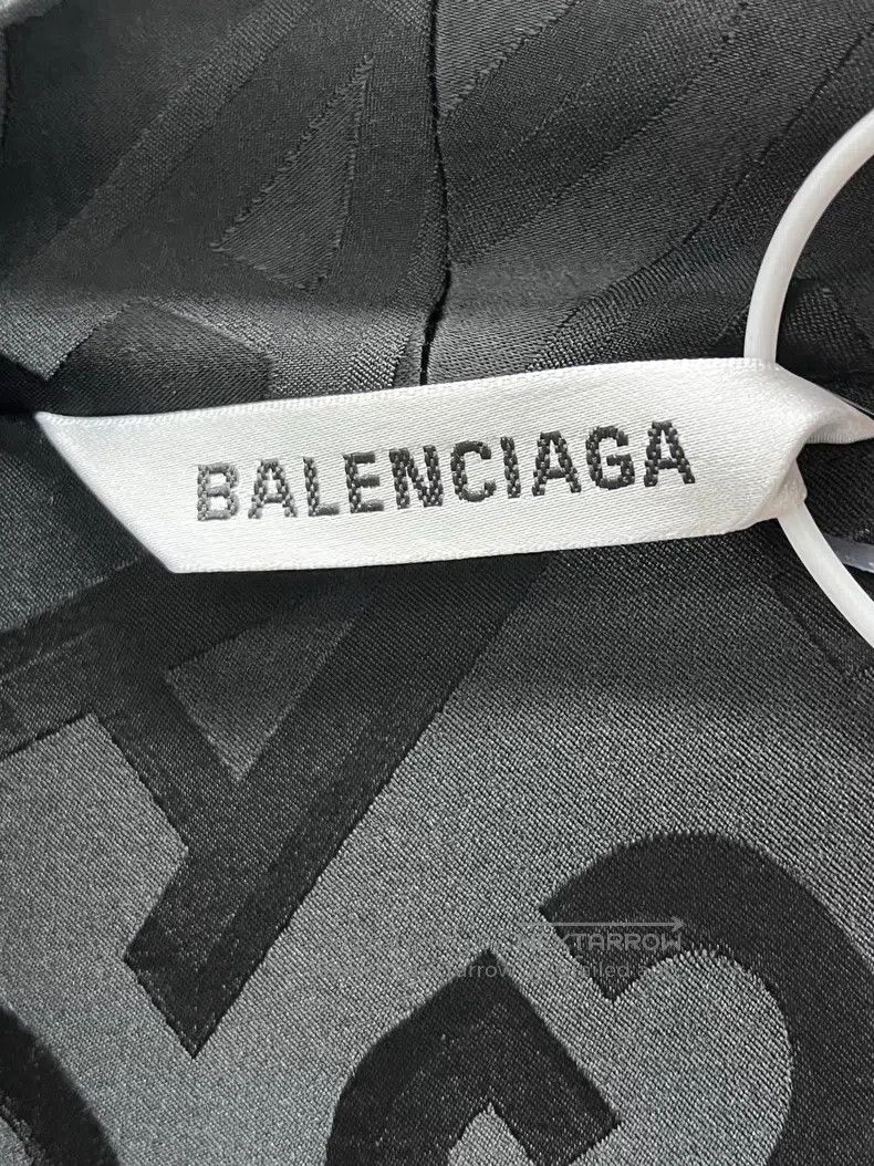 Balenciaga Balenciaga Dark Patterned Logo Lettering Silk Shirt Size XXS / US 00 / IT 34 - 3 Thumbnail