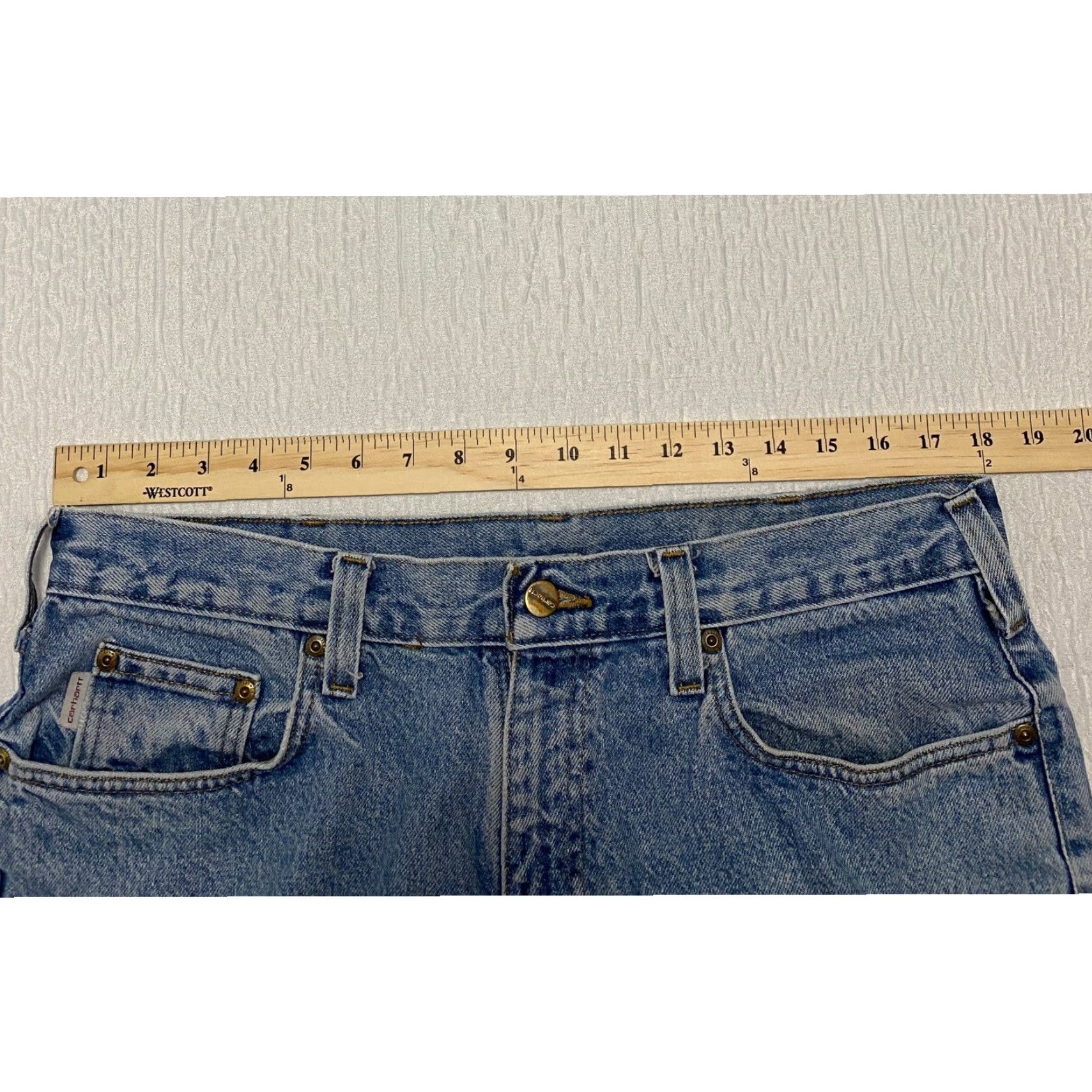 Carhartt Carhartt Jeans 36x34 Men Relaxed Straight Denim Light Blue 5-Pocket Logo Button Zip Cotton Jeans Size US 36 / EU 52 - 7 Thumbnail