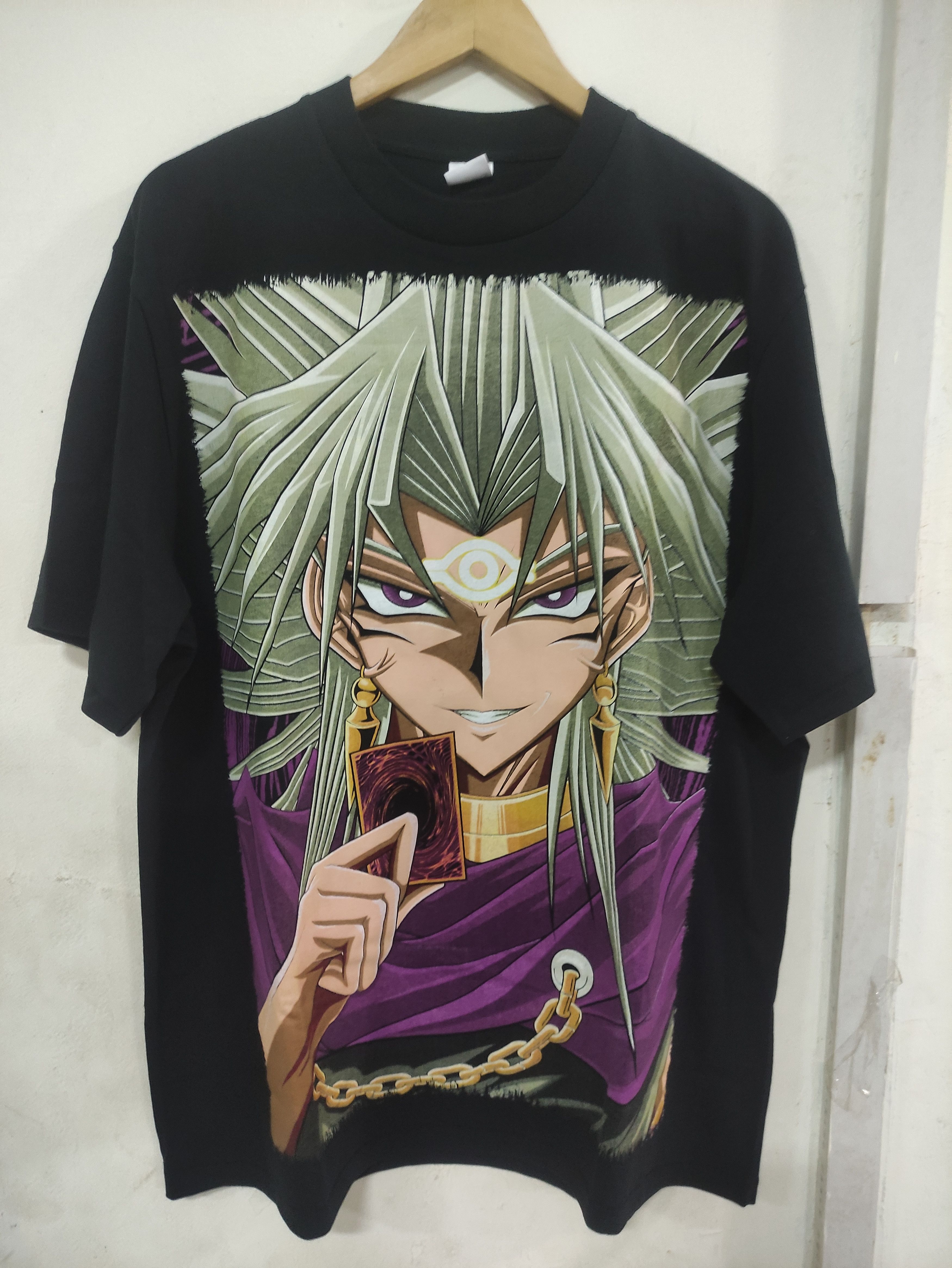 image of Anima x Vintage Anime Yugioh Yami Marik God Card The Winger Of Ra in Black, Men's (Size XL)