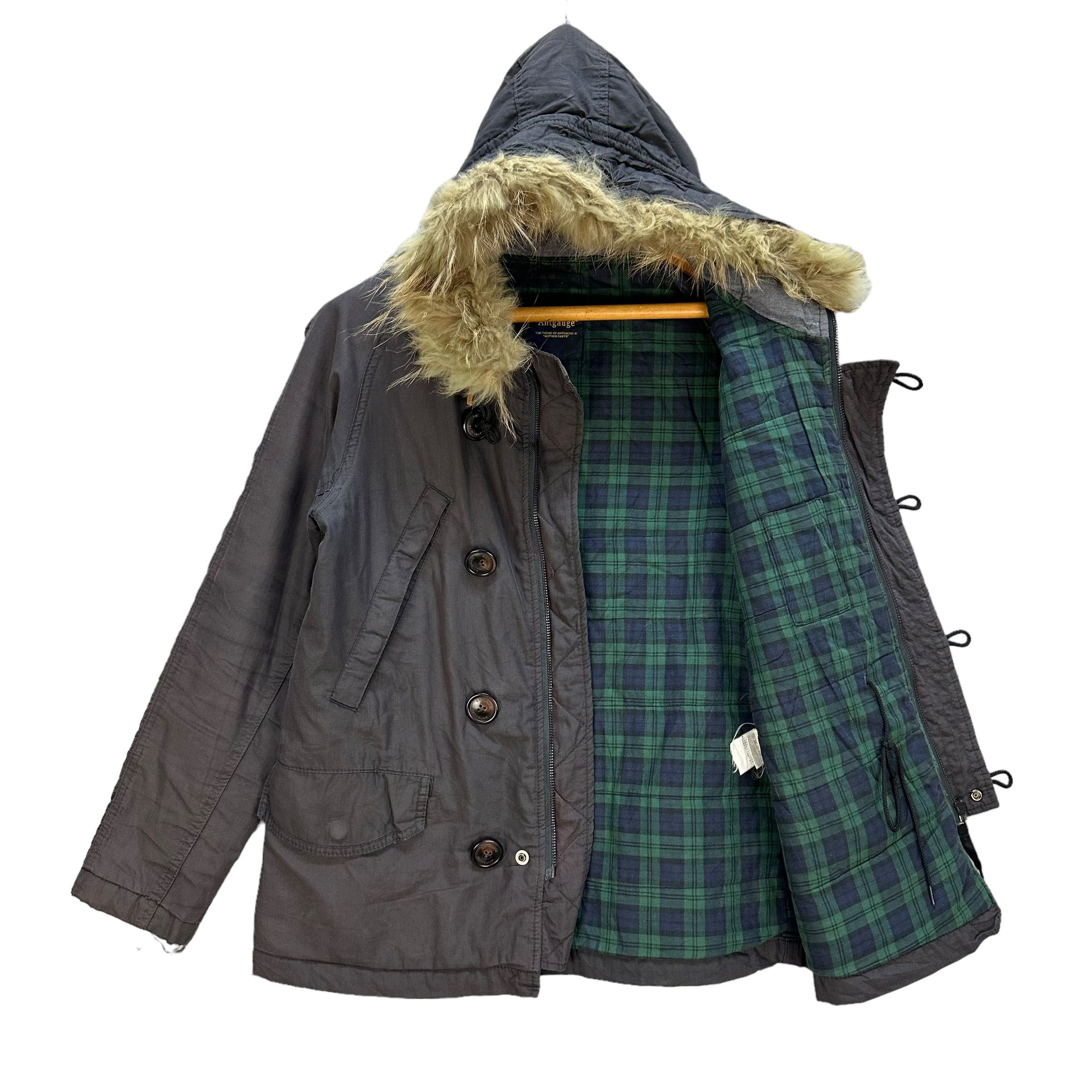 Japanese Brand ANTGAUGE Tartan Lined Fur Hooded Parka Jacket #A22-0516 Size US S / EU 44-46 / 1 - 9 Thumbnail