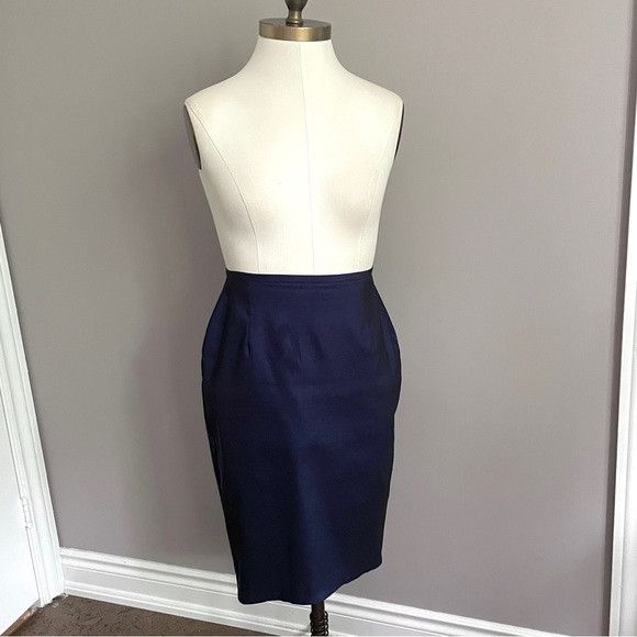 Other Vintage Blue Iridescent Fishtail Taffeta Midi Pencil Skirt Size 28" / US 6 / IT 42 - 9 Thumbnail