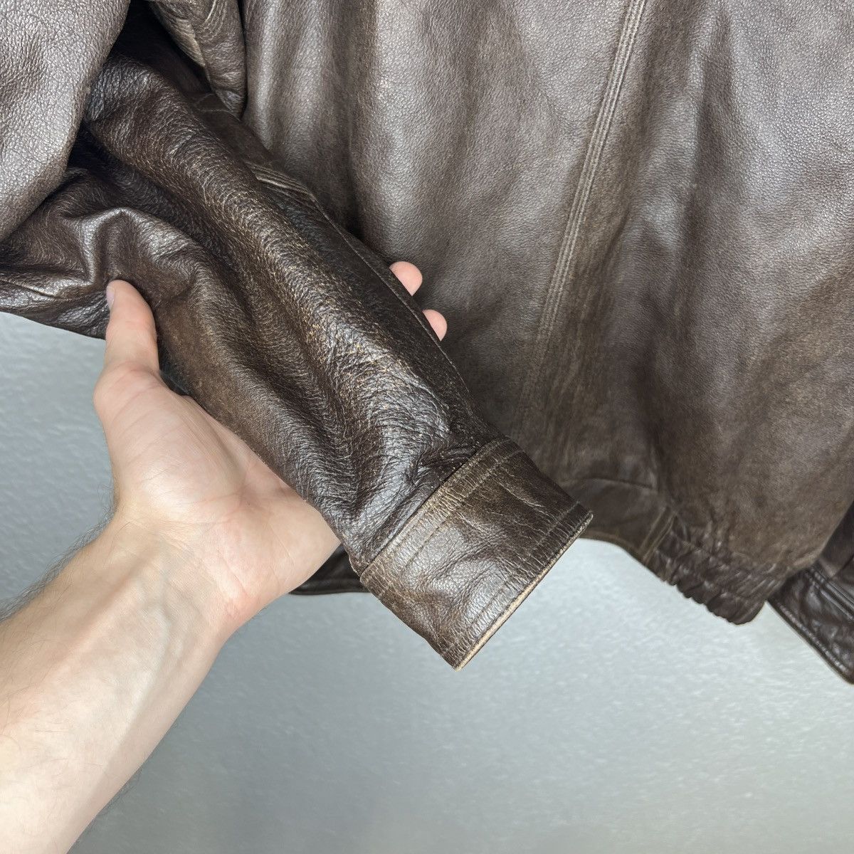 Leather Vintage Brown Leather Motor Biker Jacket Trucker Genuine Size US M / EU 48-50 / 2 - 12 Thumbnail