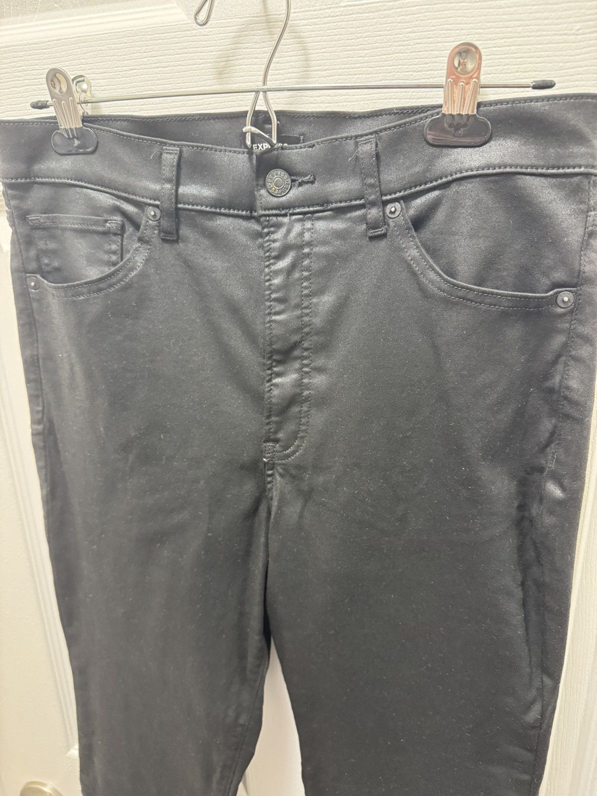 Express Express Black Wax Waxed Denim Jeans Pants Avant Garde Goth Size US 32 / EU 48 - 3 Thumbnail