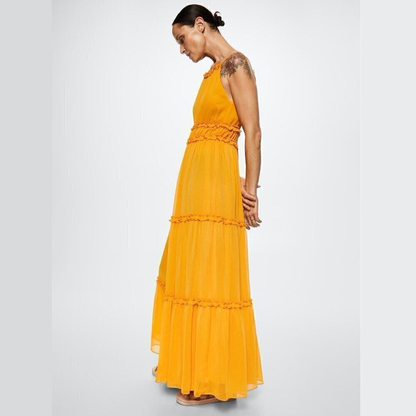 mango yellow halter dress Fiesta Halter Maxi Dress