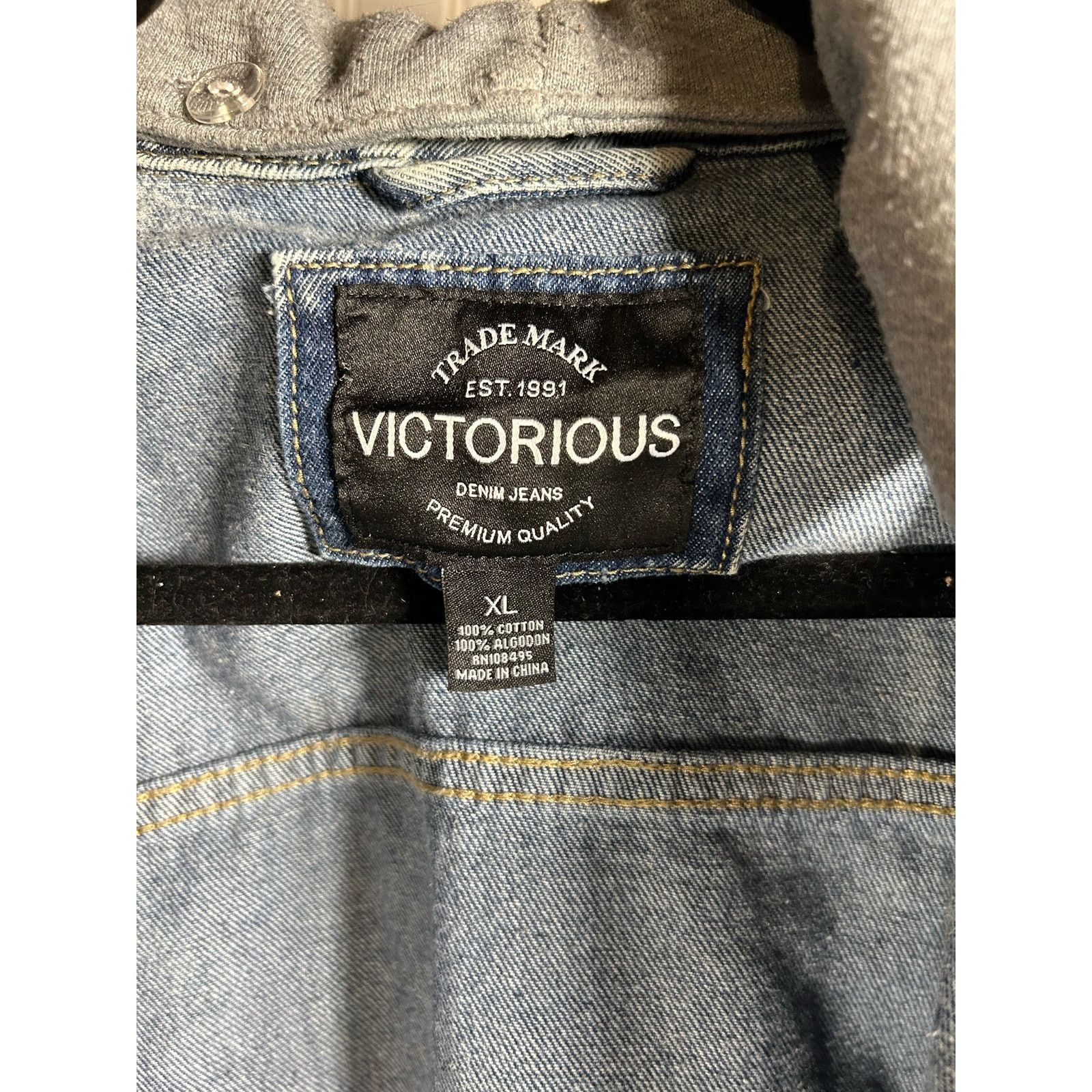 Other Victorious Men's Denim Jacket Removable Hood Size XL Size US XL / EU 56 / 4 - 8 Thumbnail