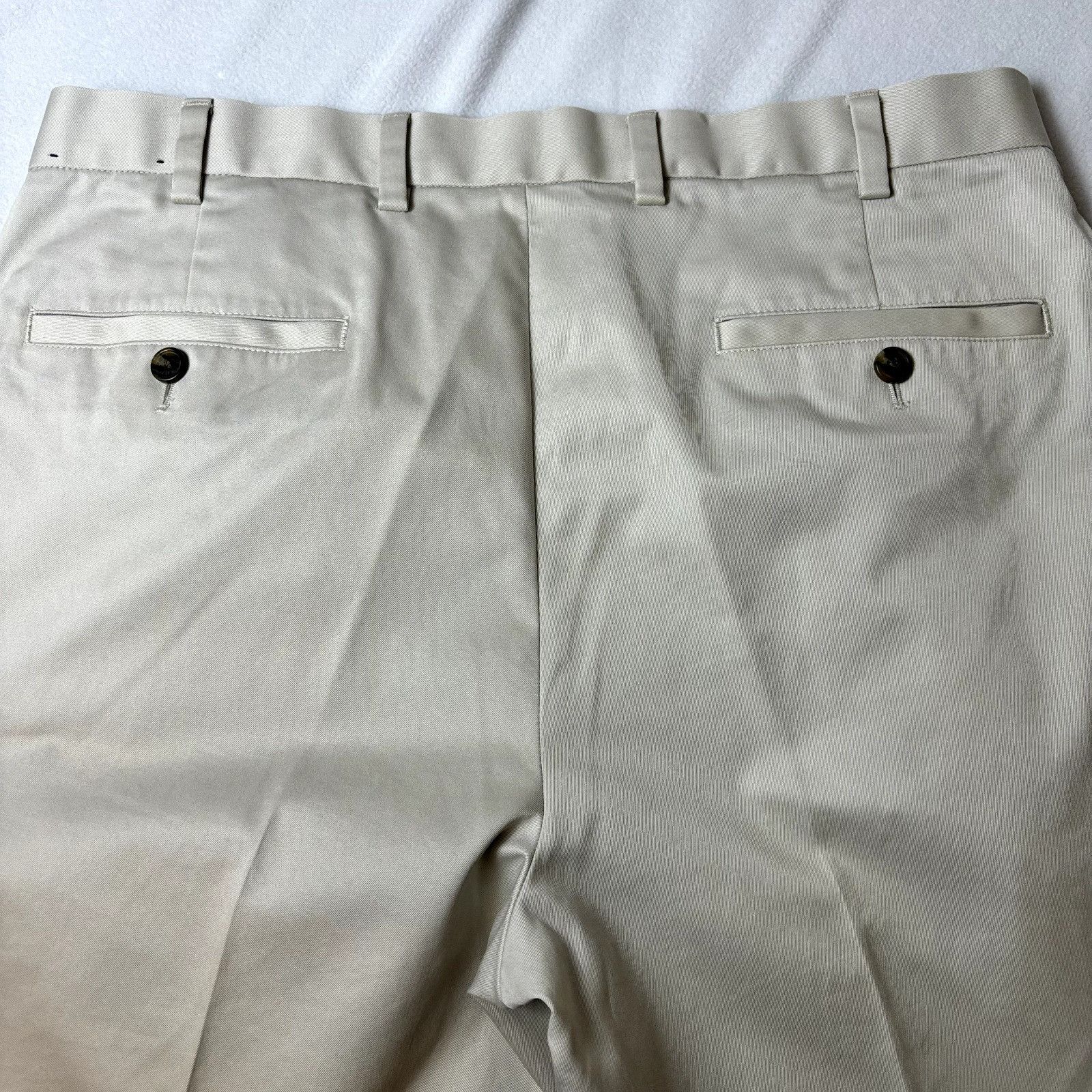 Brooks Brothers Brooks Brothers Men's Size 35x32.5 Tan Cream Cotton Flat Fro Size US 35 - 3 Thumbnail