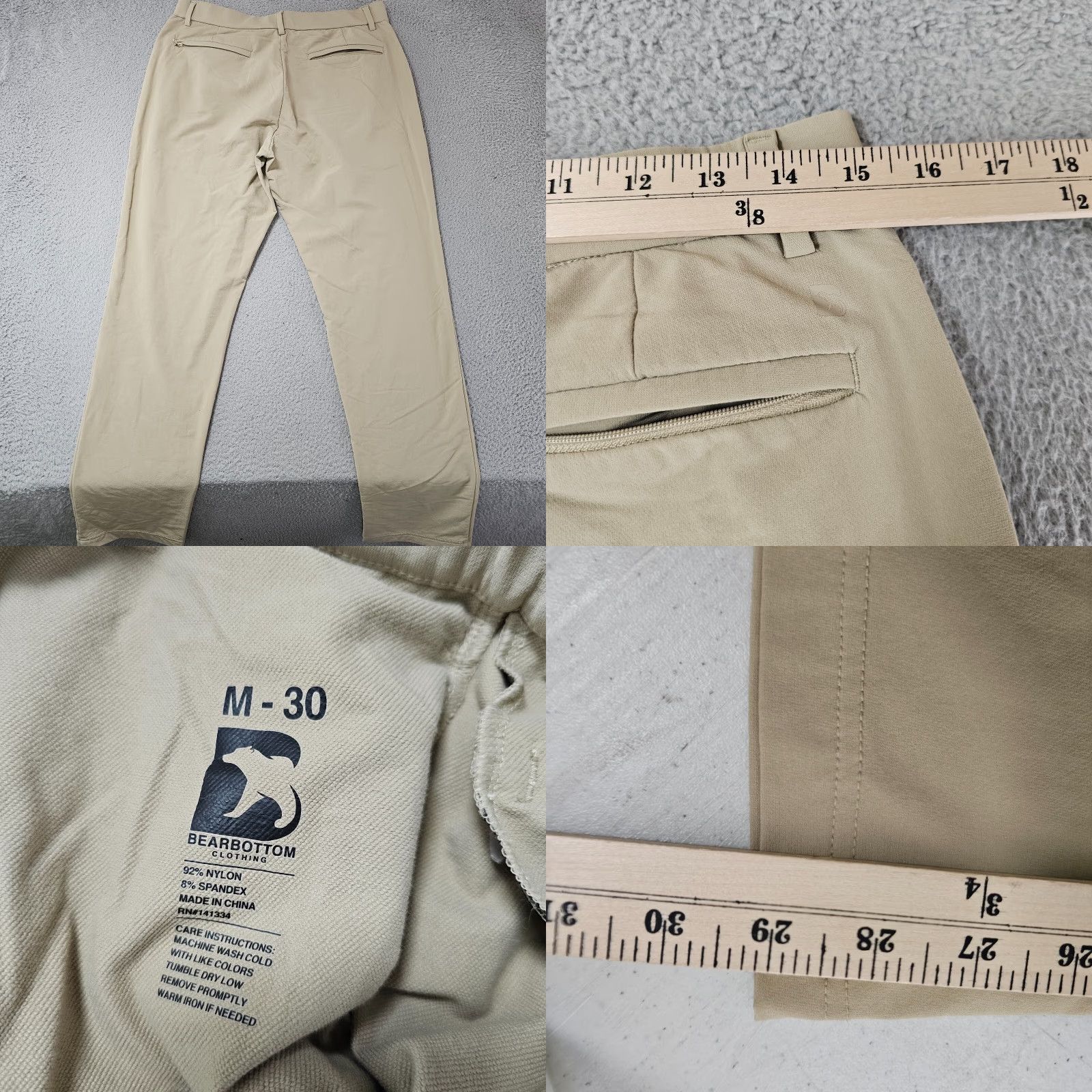 Vintage Bearbottom Pants Mens Medium 30 Khaki Tan Tour Performance Stretch Comfort Chino Slim Size US 31 - 8 Thumbnail