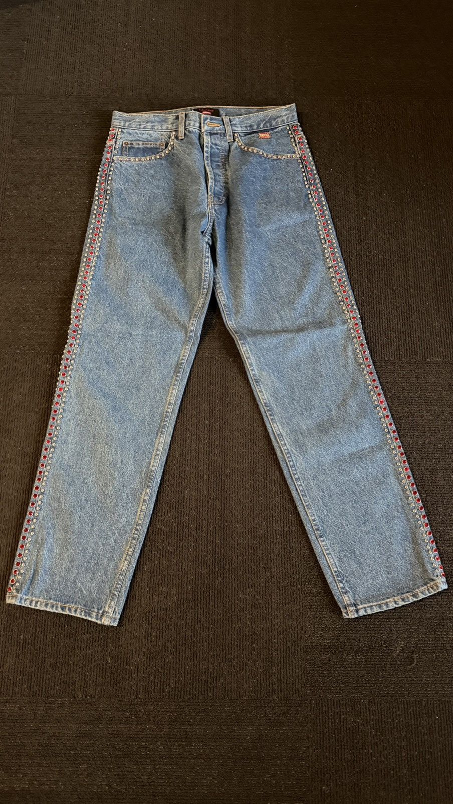 B.B. Simon × Supreme SS22 Supreme B.B simon studded regular jean (30) (blue) Size US 30 / EU 46 - 4 Thumbnail