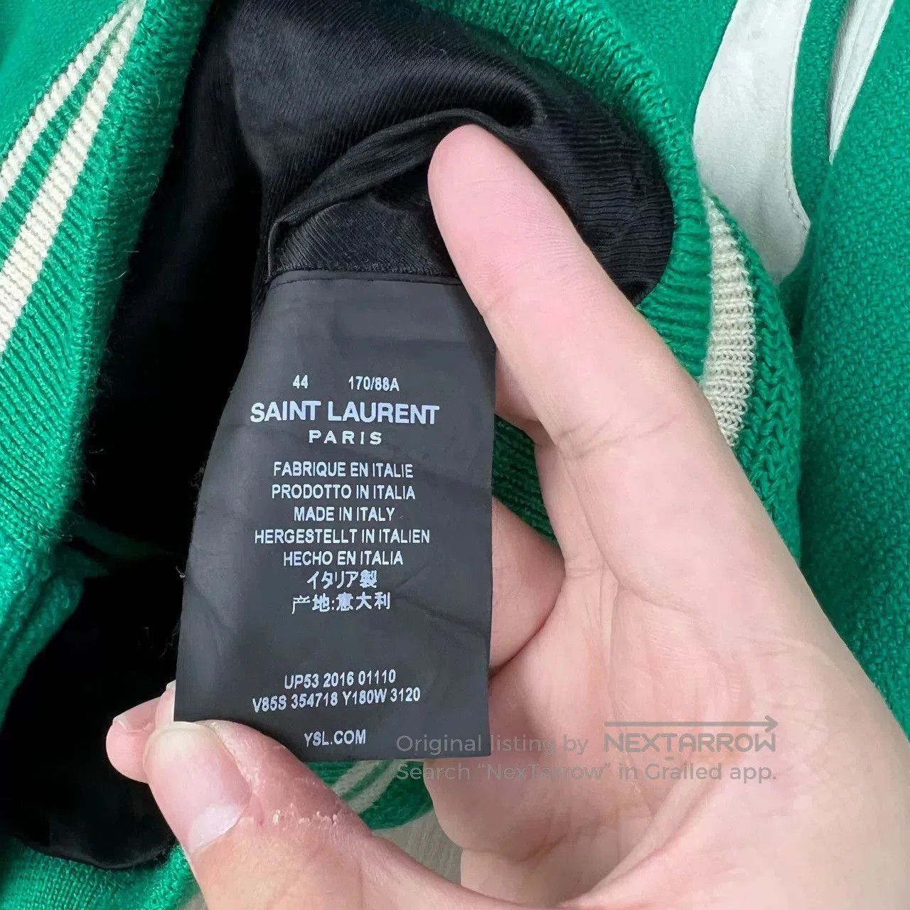 Saint Laurent Paris green wool baseball jacket by saint laurent. Size US M / EU 48-50 / 2 - 5 Thumbnail