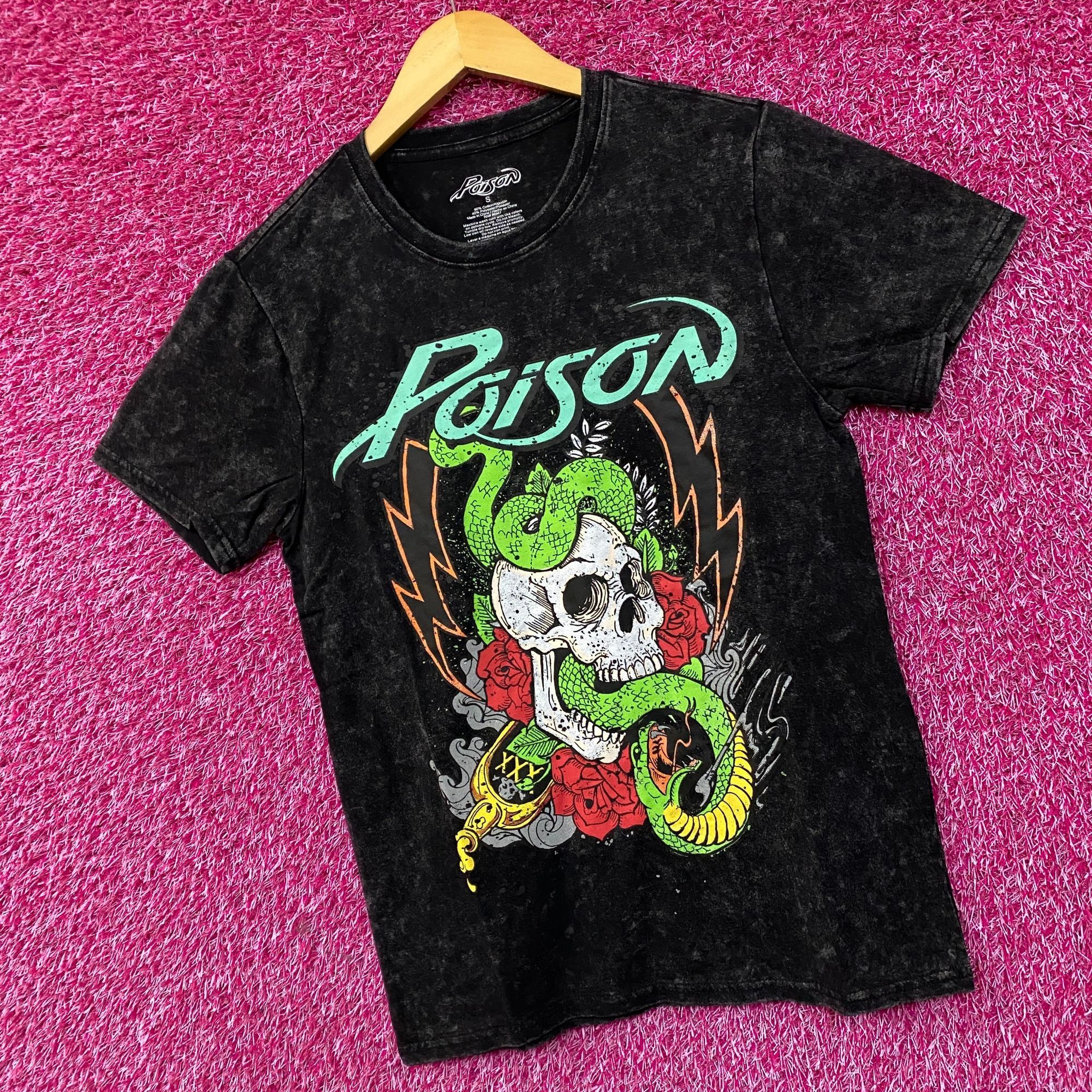 Rap Tees Poison Snakes and Skulls Mineral Wash Rock Band T-Shirt Smal Size US S / EU 44-46 / 1 - 3 Thumbnail
