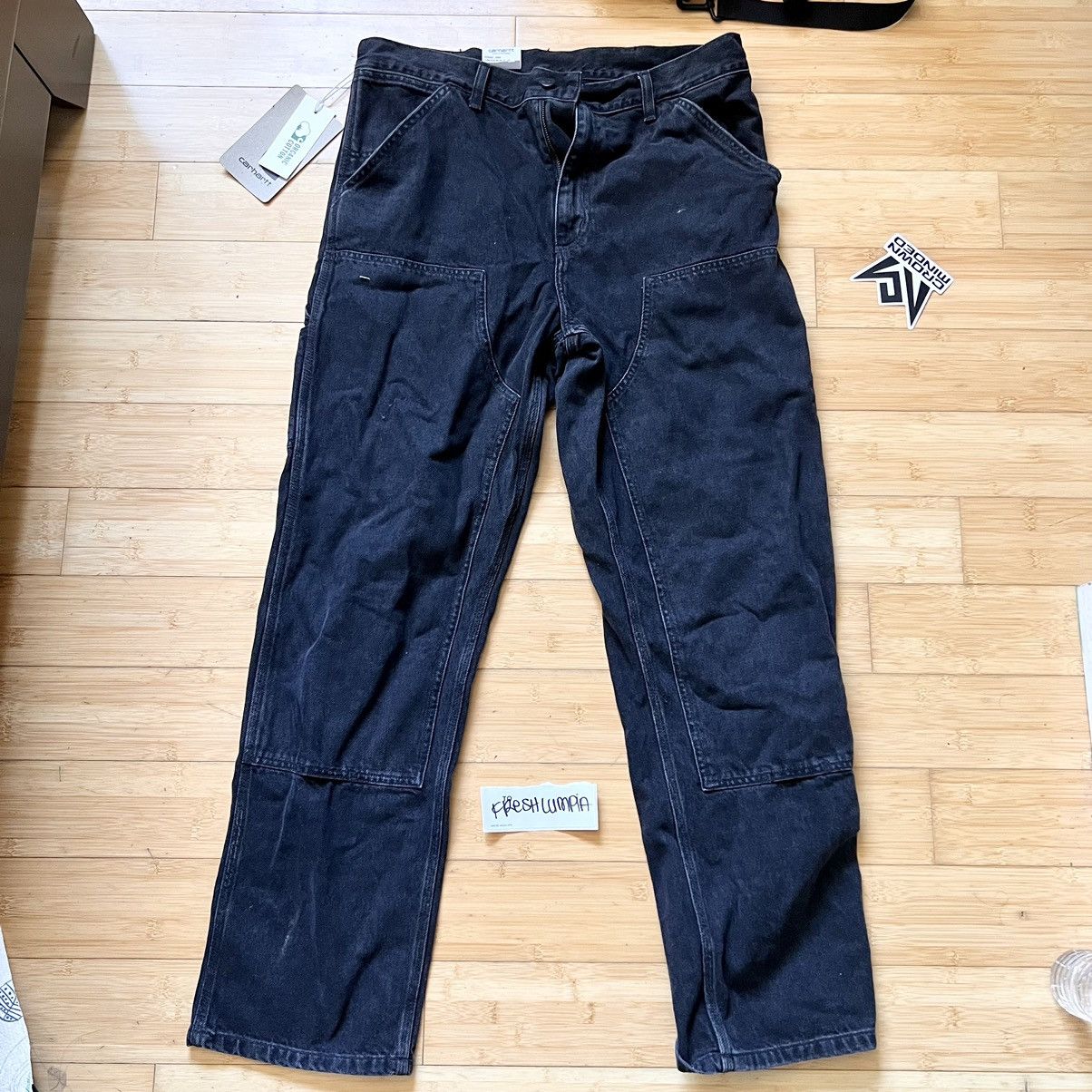 Carhartt 🔥SOLD OUT RARE🔥 CARHARTT WIP DOUBLE KNEE PANTS WASHED BLACK