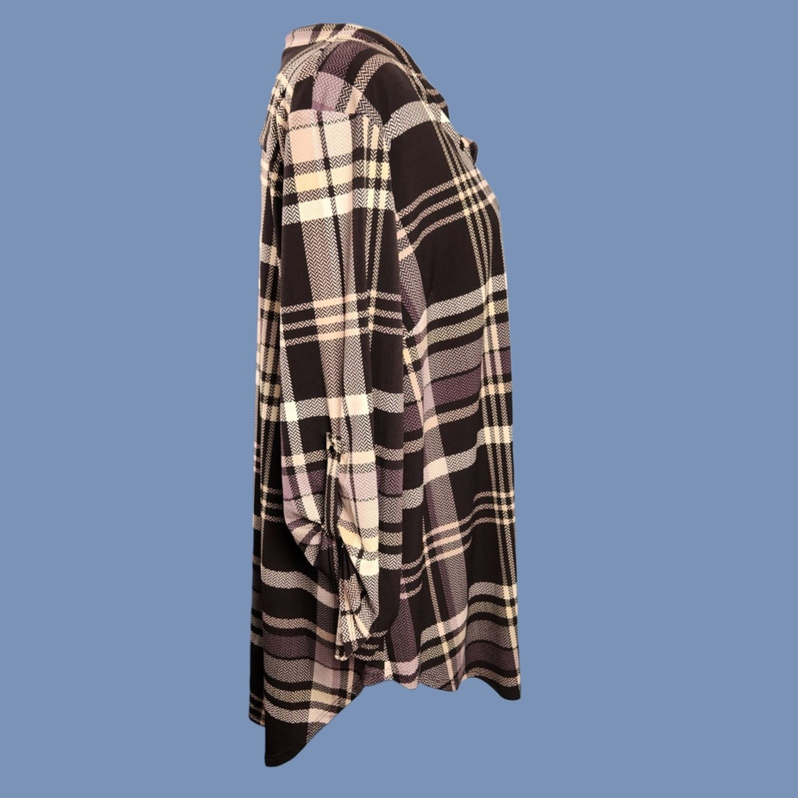 Other Cato Size 18/20W Blouse Black and Cream Plaid Tunic Size XXL / US 16-18 / IT 52-54 - 5 Thumbnail