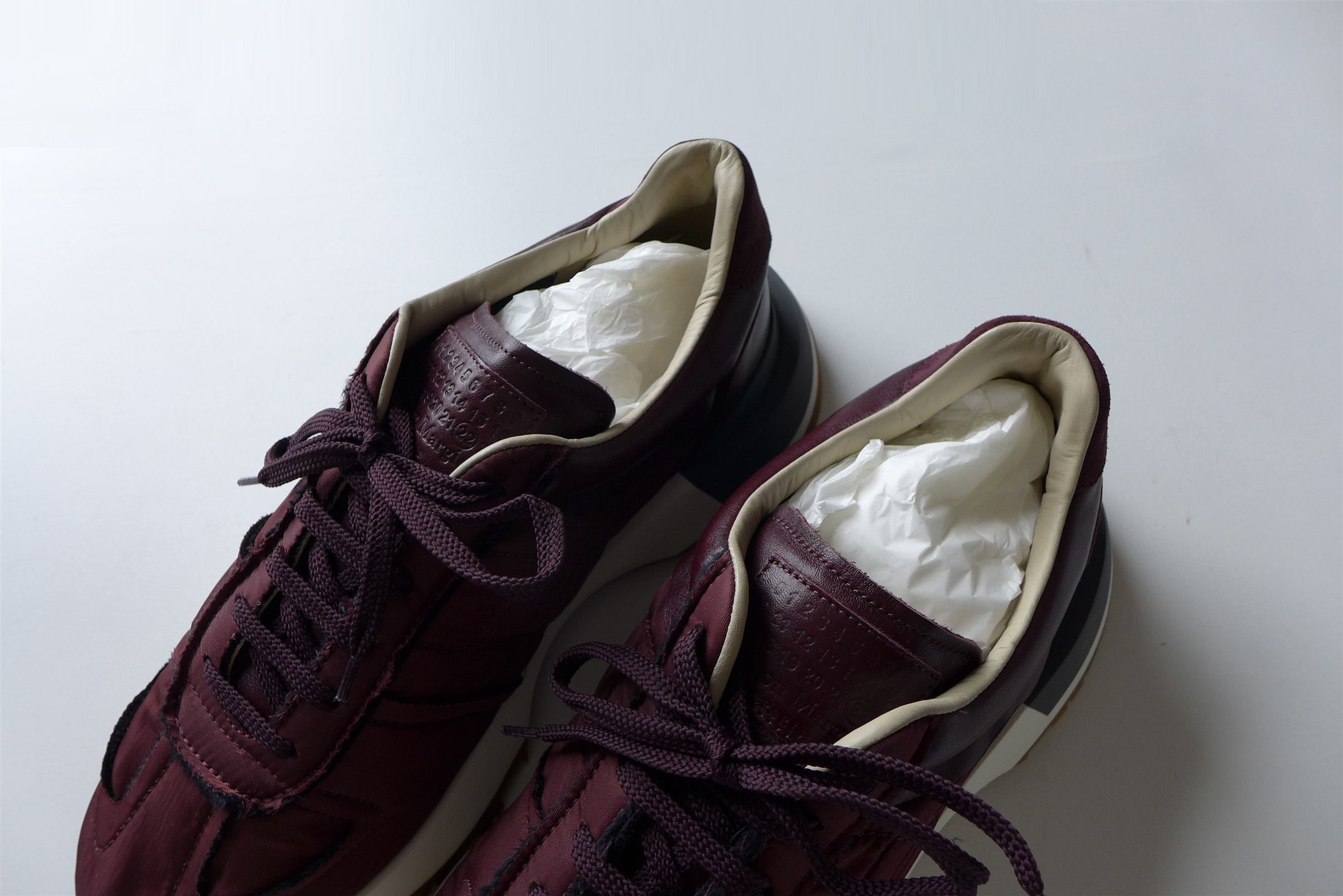 Maison Margiela Margiela Burgundy Runner Evolution Sneakers Size US 12 / EU 45 - 3 Thumbnail