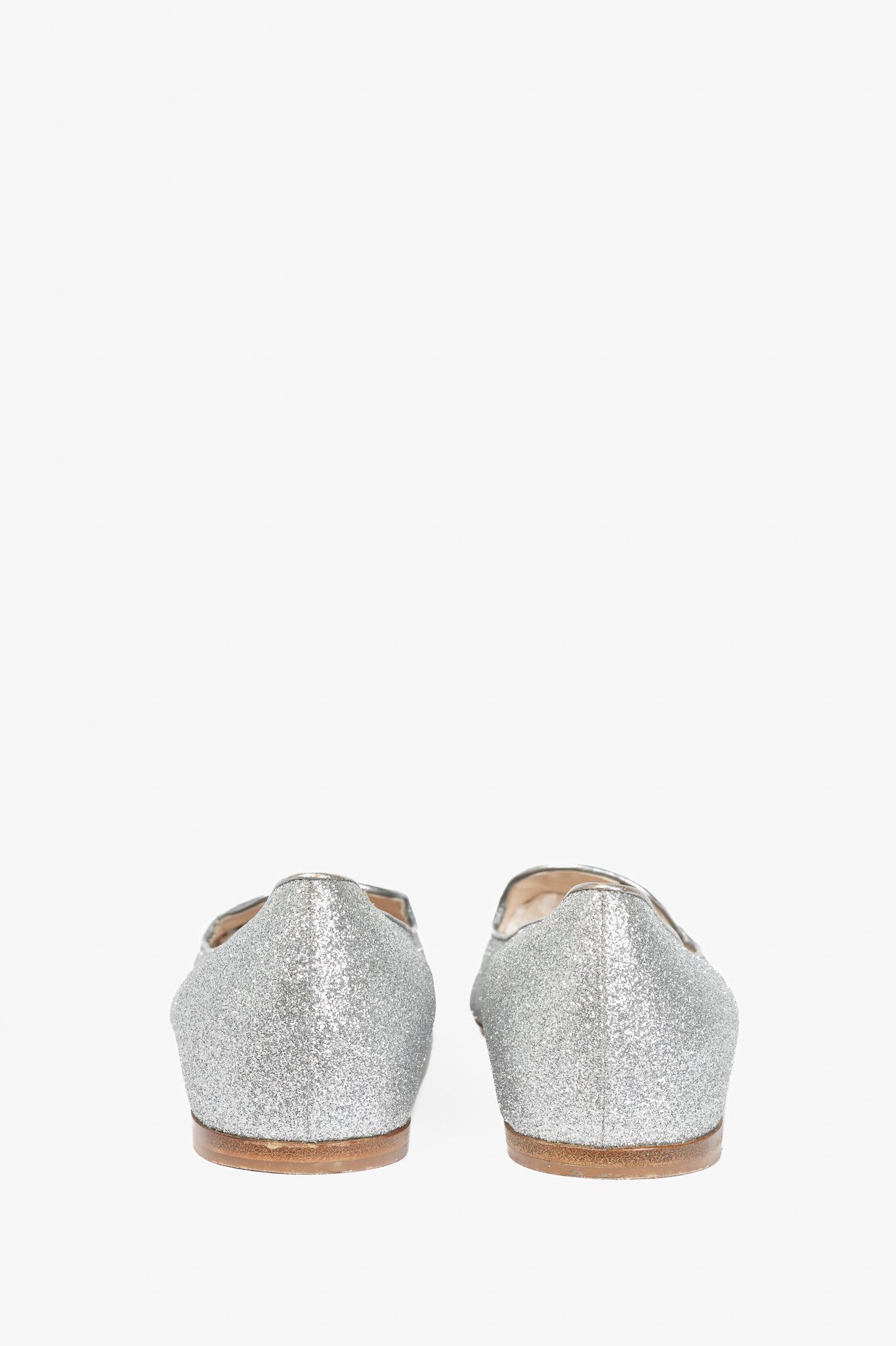 Prada Prada Argento Glitter Logo Hidden-Wedge Loafers Size US 9.5 / IT 39.5 - 4 Thumbnail
