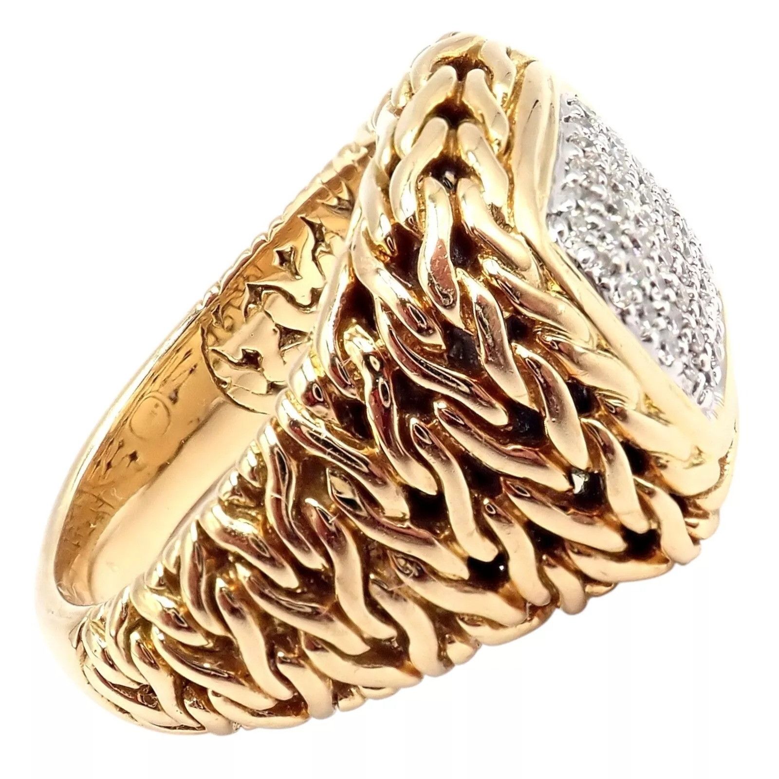The Unbranded Brand John Hardy 18k Yellow Gold Diamond Signet Signature Ring Size ONE SIZE - 13 Thumbnail