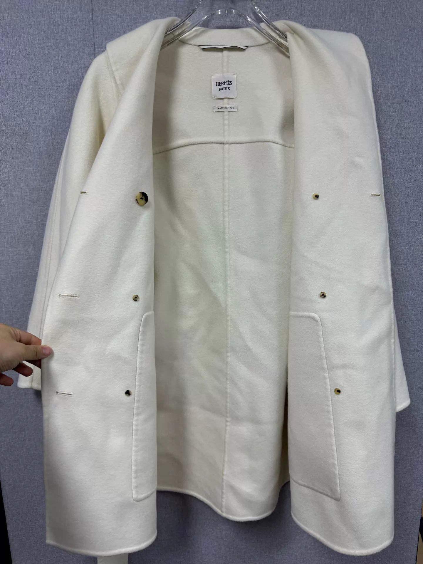 Hermes Hermès cashmere coat white 36 worn once like new Size XS / US 0-2 / IT 36-38 - 6 Thumbnail