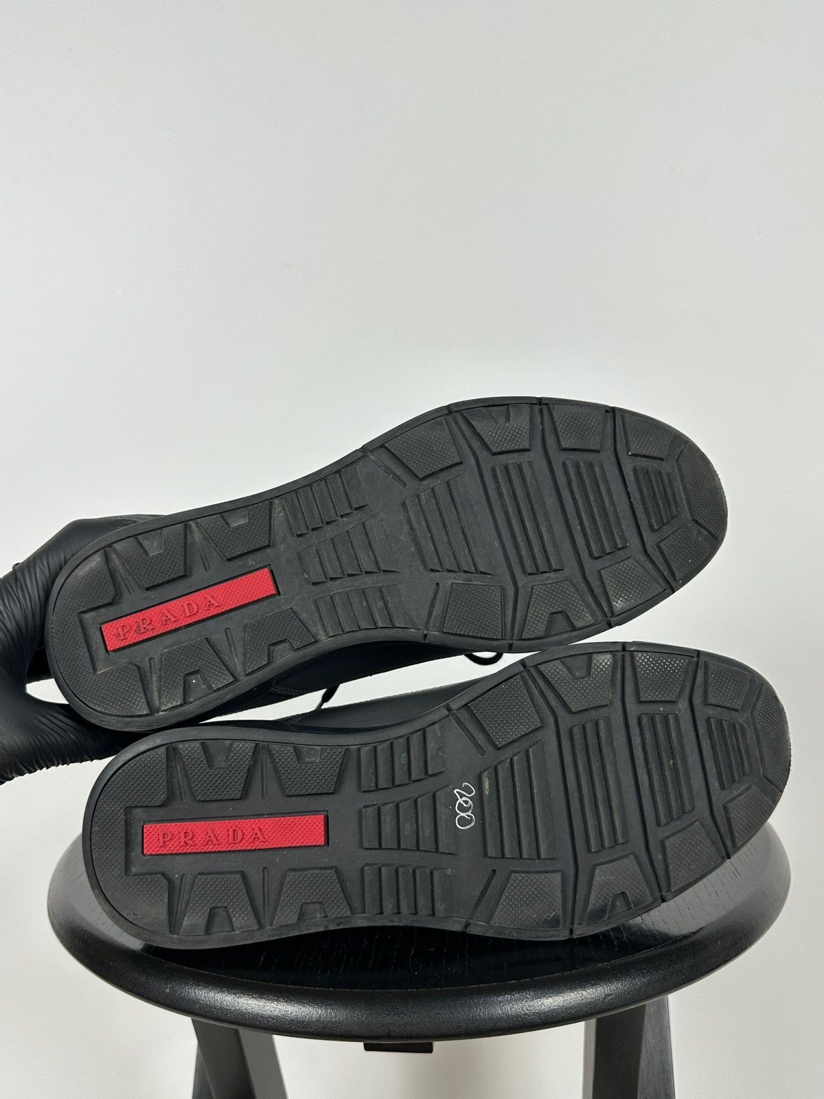 Prada Prada Grey Leather Red Tab Sneakers Size US 6.5 / EU 39-40 - 23 Thumbnail