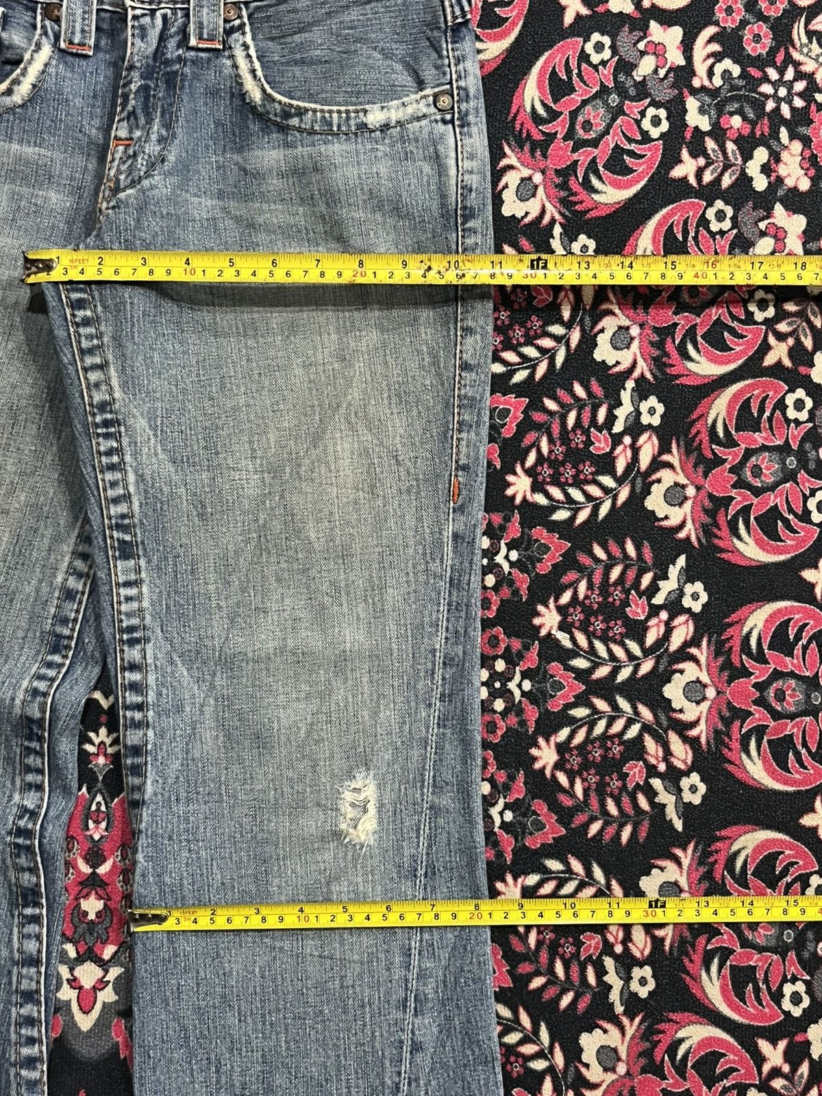 True Religion Vintage True Religion Blue Washed Distressed Flare Jeans Size US 28 / EU 44 - 14 Thumbnail
