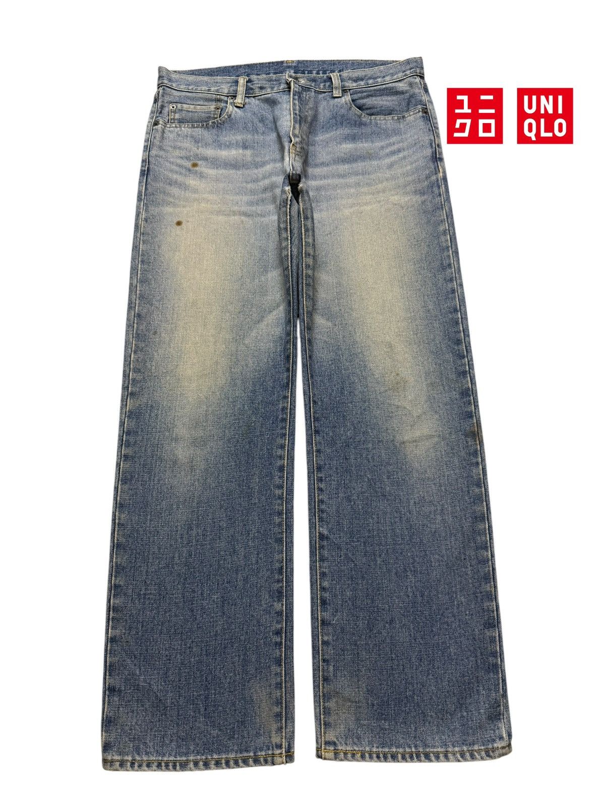 Uniqlo Vintage Y2K Japanese Uniqlo Blue Faded Wash Regular Loose Size US 34 / EU 50 - 1 Thumbnail