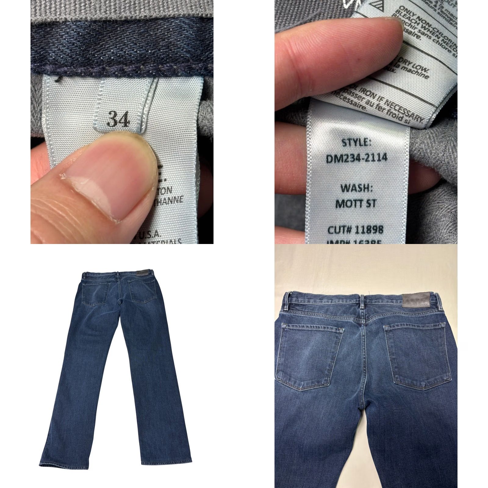 Vince Vince VM.212 Slim Jeans Mens 34X31 Dark Wash Blue Denim Stretch Made in USA Size US 34 / EU 50 - 8 Thumbnail