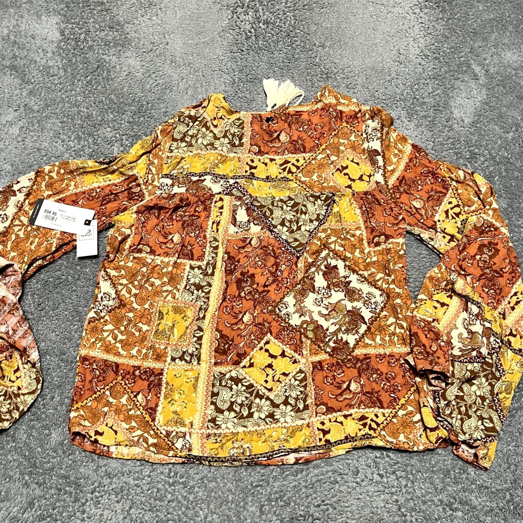 Rip Curl Womens Ripcurl Wanderer Floral Blouse Shirt Bell Sleeve Oversized XS Size XS / US 0-2 / IT 36-38 - 4 Thumbnail
