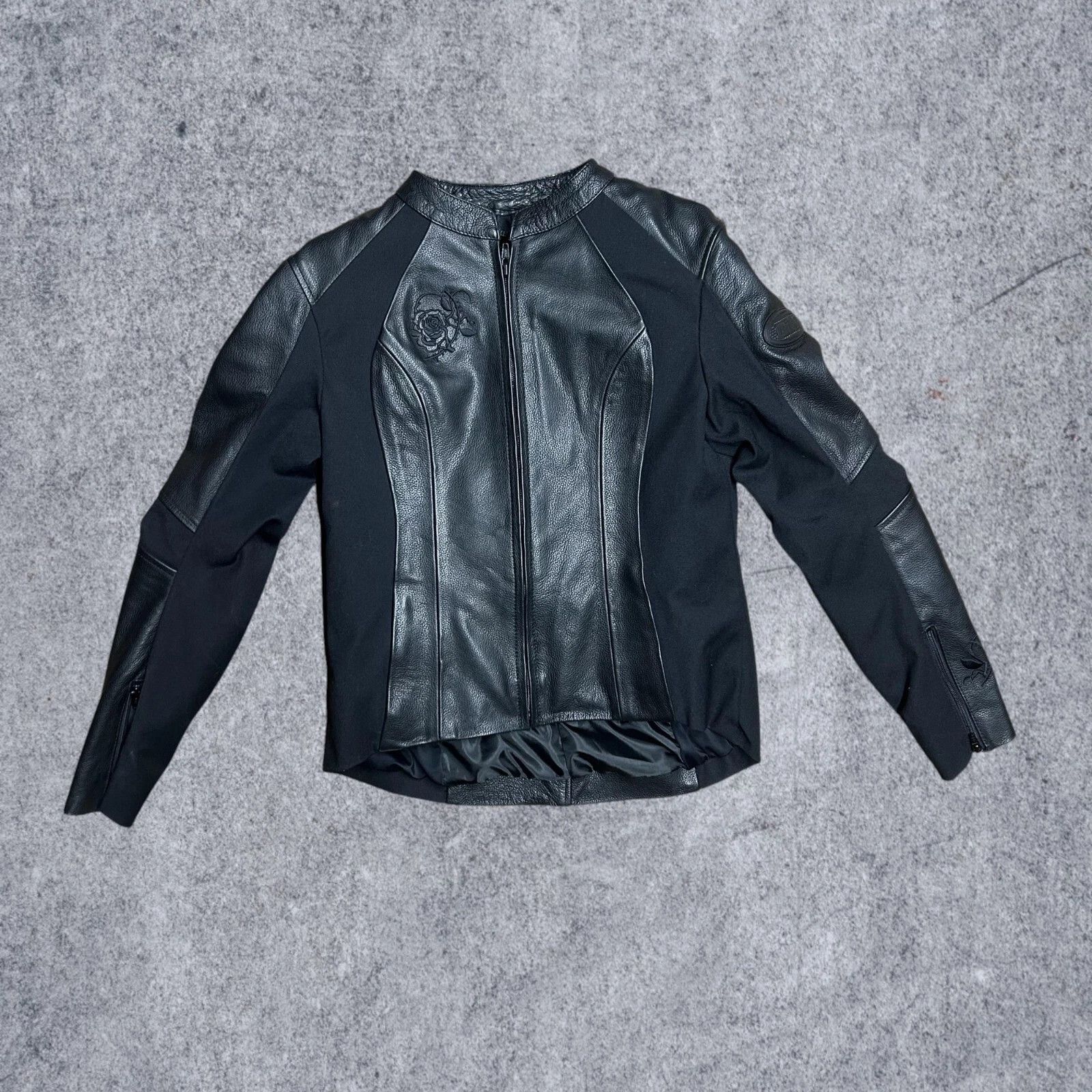 Vintage Bilt Women Black Leather Full Zip Padded Rose Motorcycle Jac Size US S / EU 44-46 / 1 - 1 Thumbnail