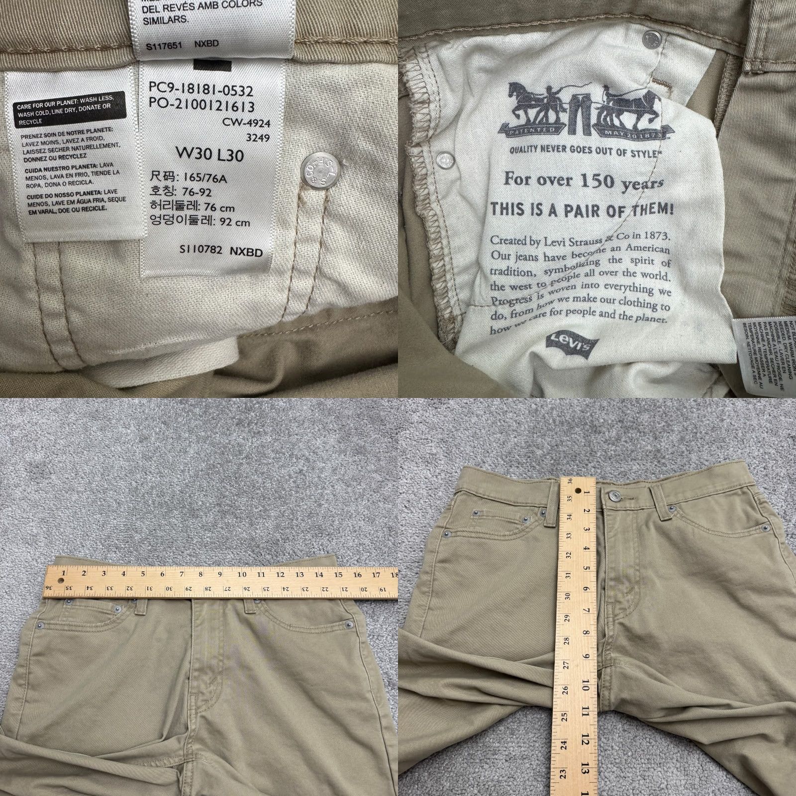 Levi's Levi's Mens 541 Athletic Fit Taper Leg Chino Pants Khaki Brown Flat Front 30x30 Size US 30 / EU 46 - 9 Thumbnail