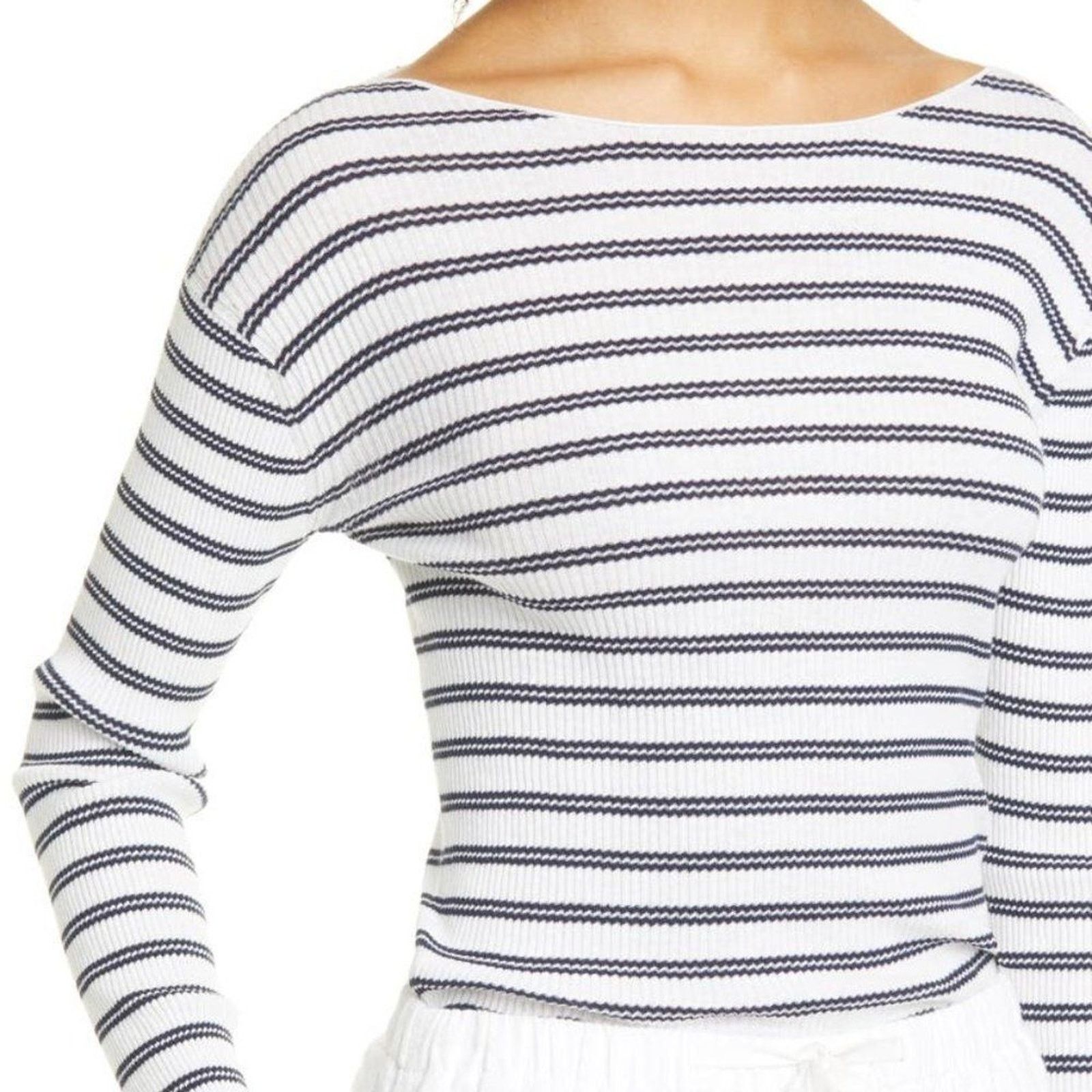 Vince Stripe Ribbed Boatneck Cotton Sweater from Vince Size XS / US 0-2 / IT 36-38 - 12 Thumbnail