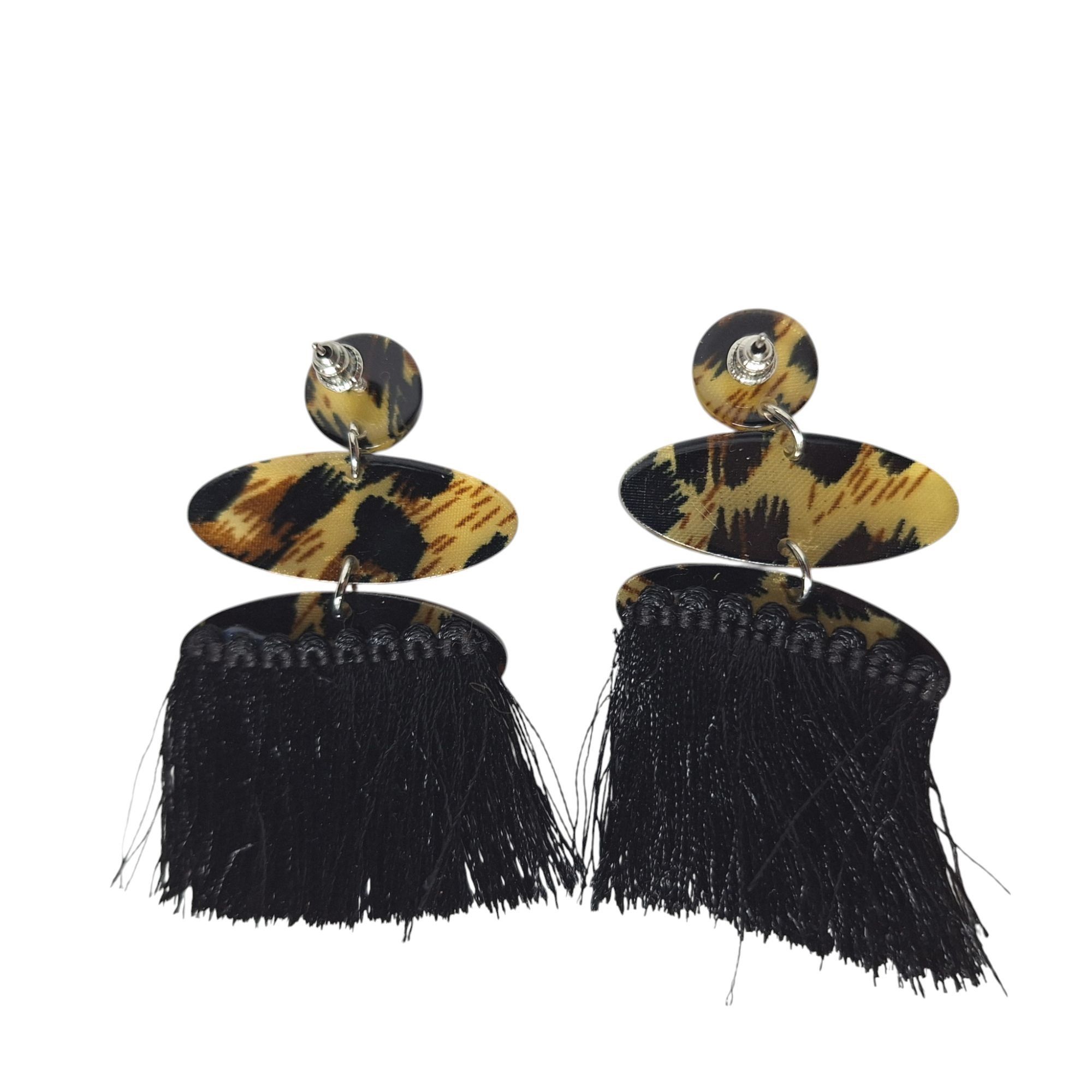 Other Leopard Print Tassel Drop Earrings Tiered Oval Mob Wife Whim Size ONE SIZE - 2 Thumbnail