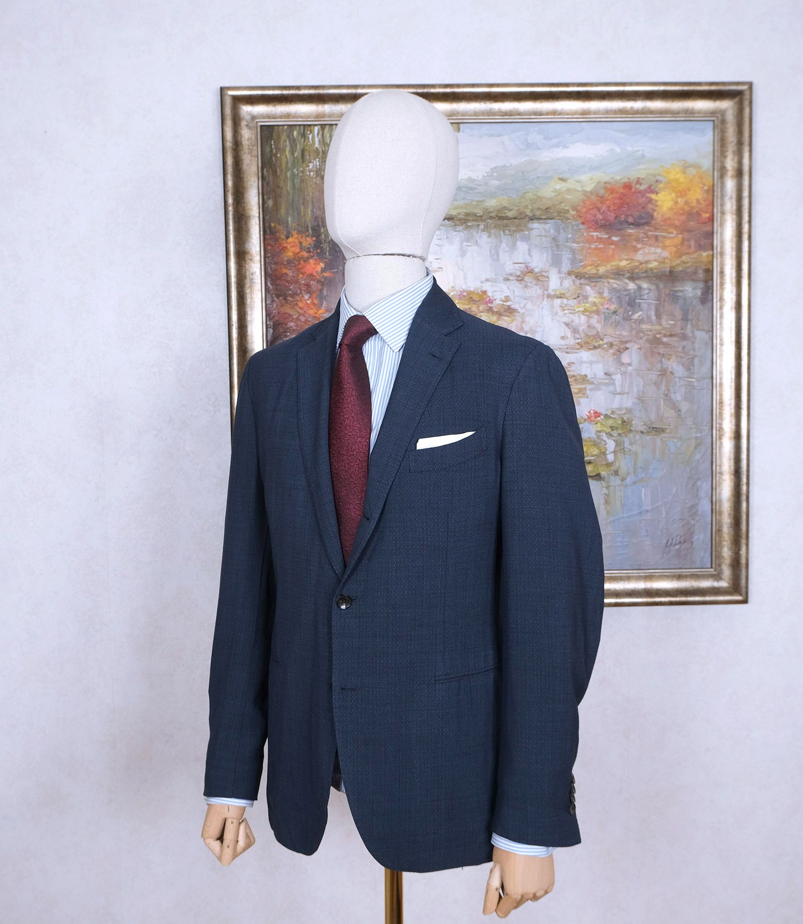 Lardini Lardini, blue suit, size 40, slim, diamond pattern Size 40R - 3 Thumbnail