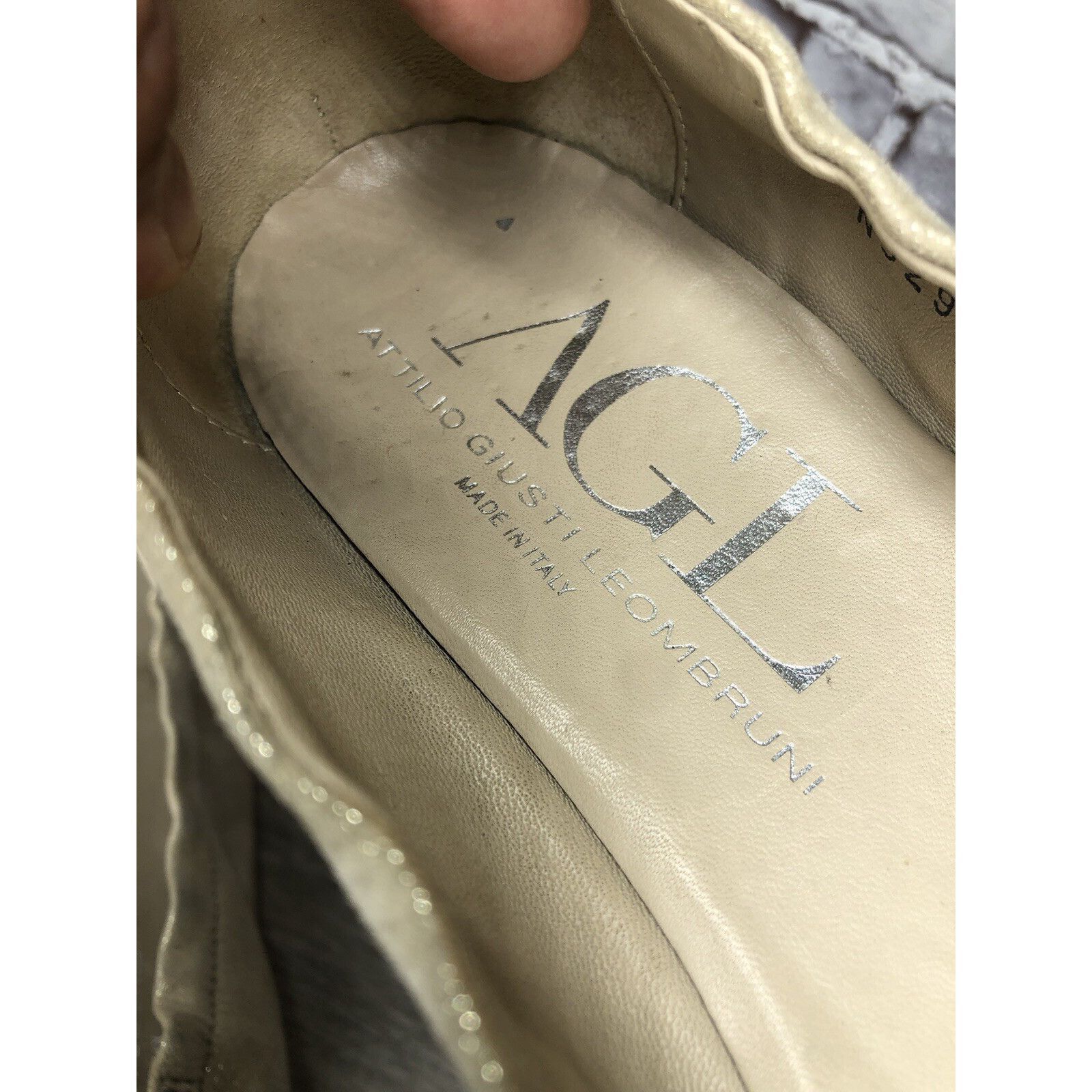 Other Attilio Giusti Leombruni Beige Leather Snake Pointed Cap Toe Size US 9 / IT 39 - 14 Thumbnail