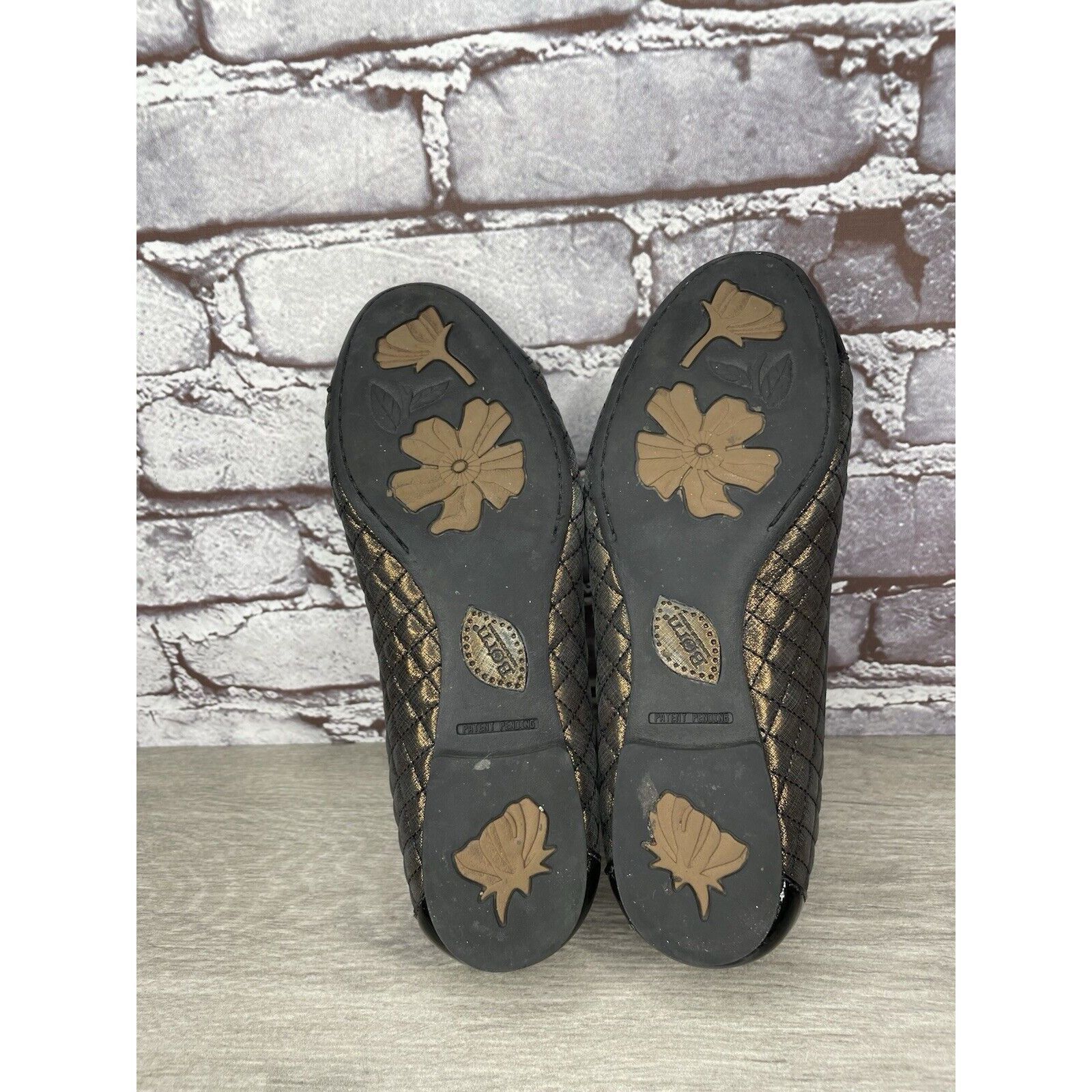 Born BORN Riley Black Bronze Quilted Metallic Patent Leather Ball Size US 7 / IT 37 - 7 Thumbnail