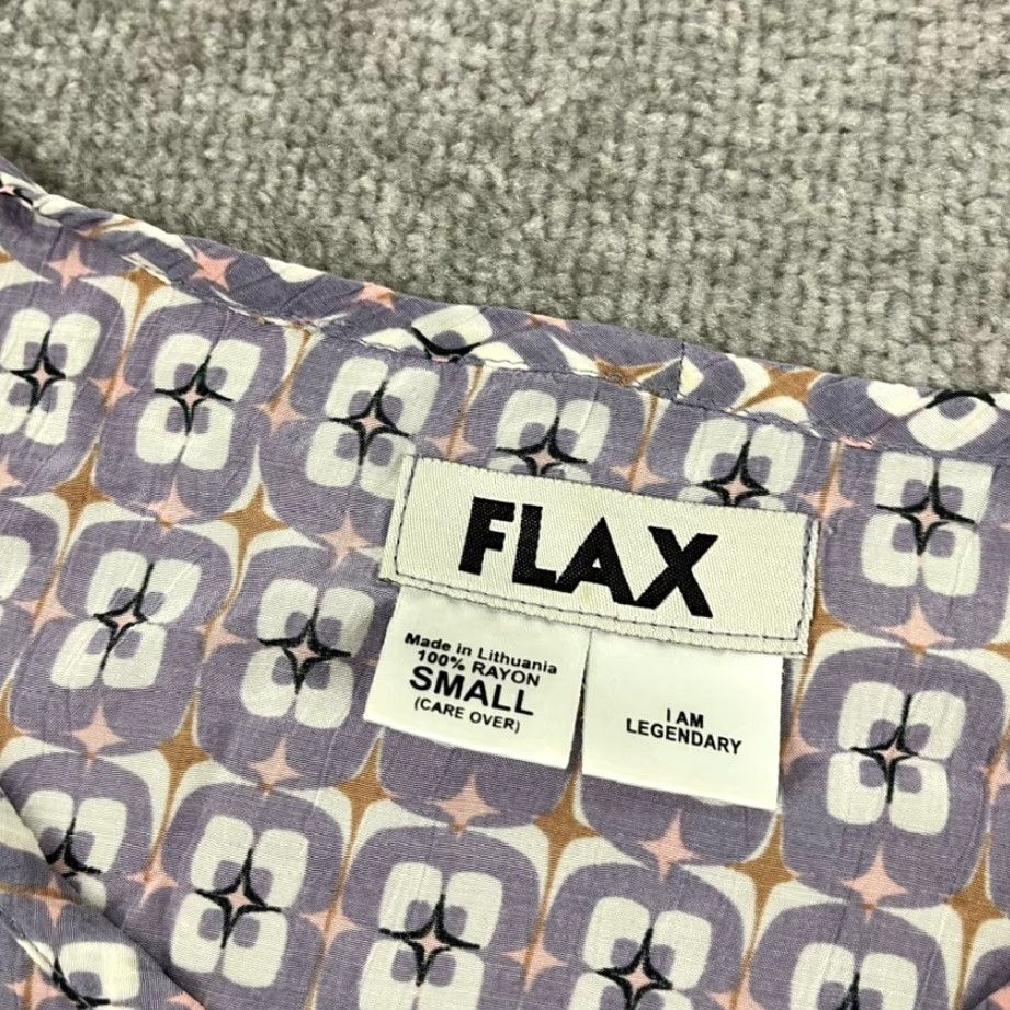 FLAX VINTAGEFLAX Tank Top Shirt Women Small 100% Rayon Purple White Geometric Crew Pullover Size S / US 4 / IT 40 - 2 Thumbnail