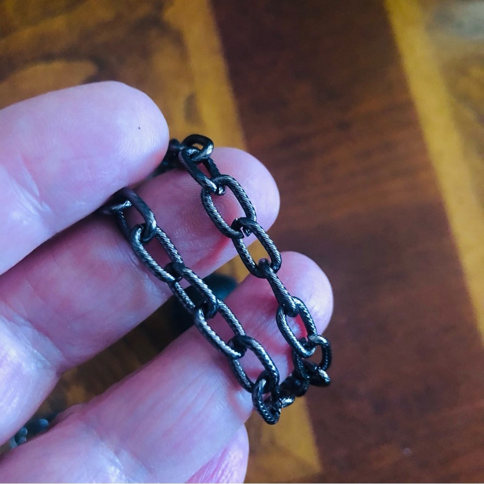 Handmade Handcrafted repurpose black gunmetal chain necklace Size ONE SIZE - 9 Thumbnail
