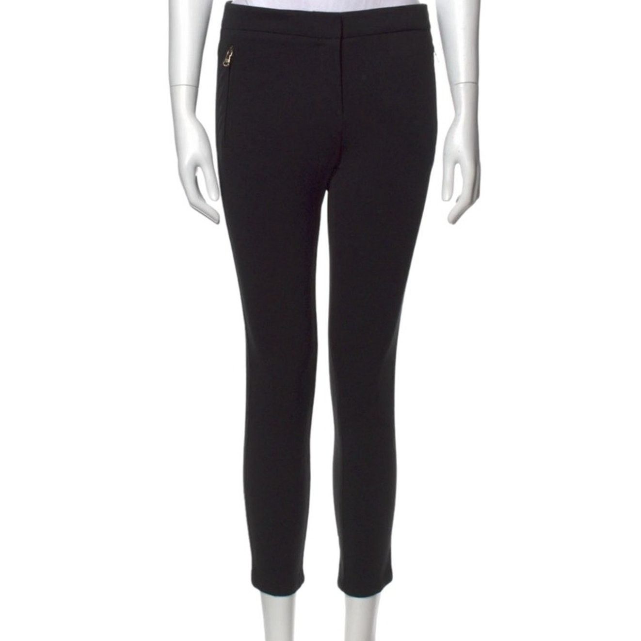 Roberto Cavalli ROBERTO CAVALLI Black Mid-Rise Cropped Skinny Pants, M/IT42 Size 27" / US 4 / IT 40 - 1 Thumbnail