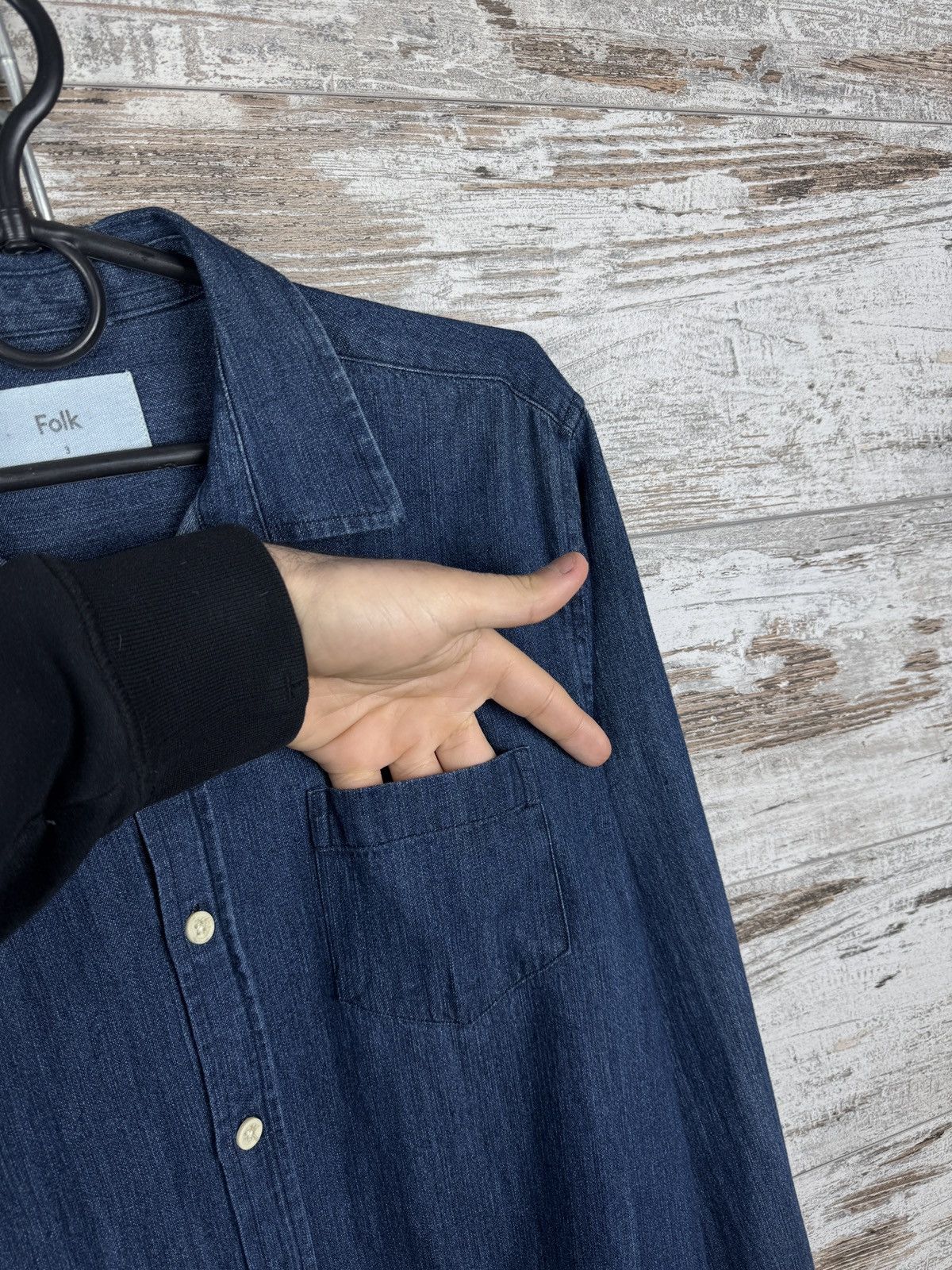 Folk Mens Vintage Folk denim shirts button up jeans blue luxury Size US M / EU 48-50 / 2 - 5 Thumbnail
