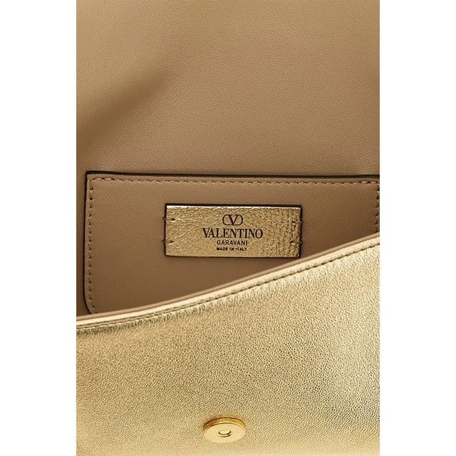 Valentino VALENTINO GARAVANI DeVain Gold Leather Shoulder Bag New Size ONE SIZE - 4 Thumbnail