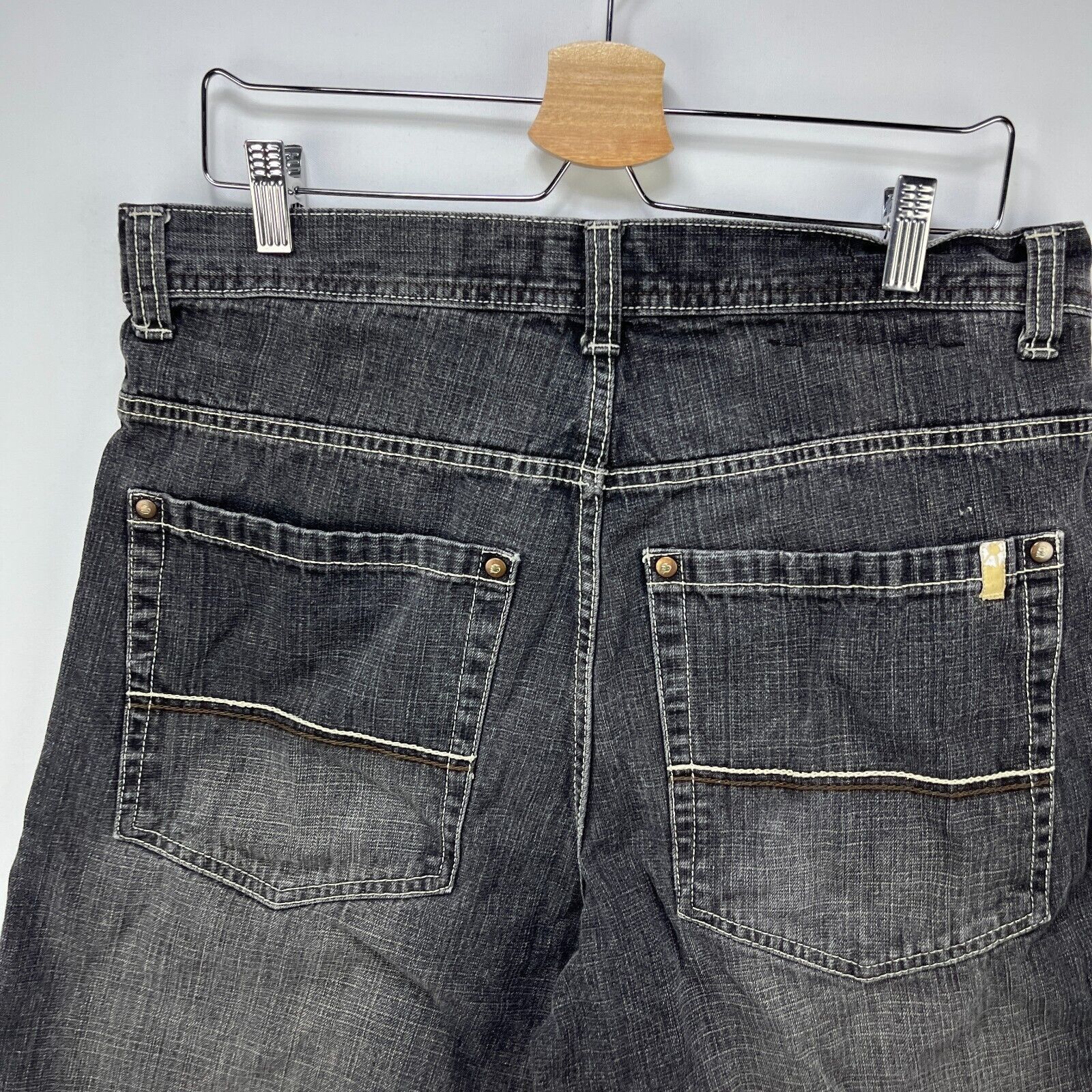 Southpole × Vintage Vintage Y2K South Pole Black Faded Baggy Denim Shorts 34 Size US 34 / EU 50 - 5 Thumbnail