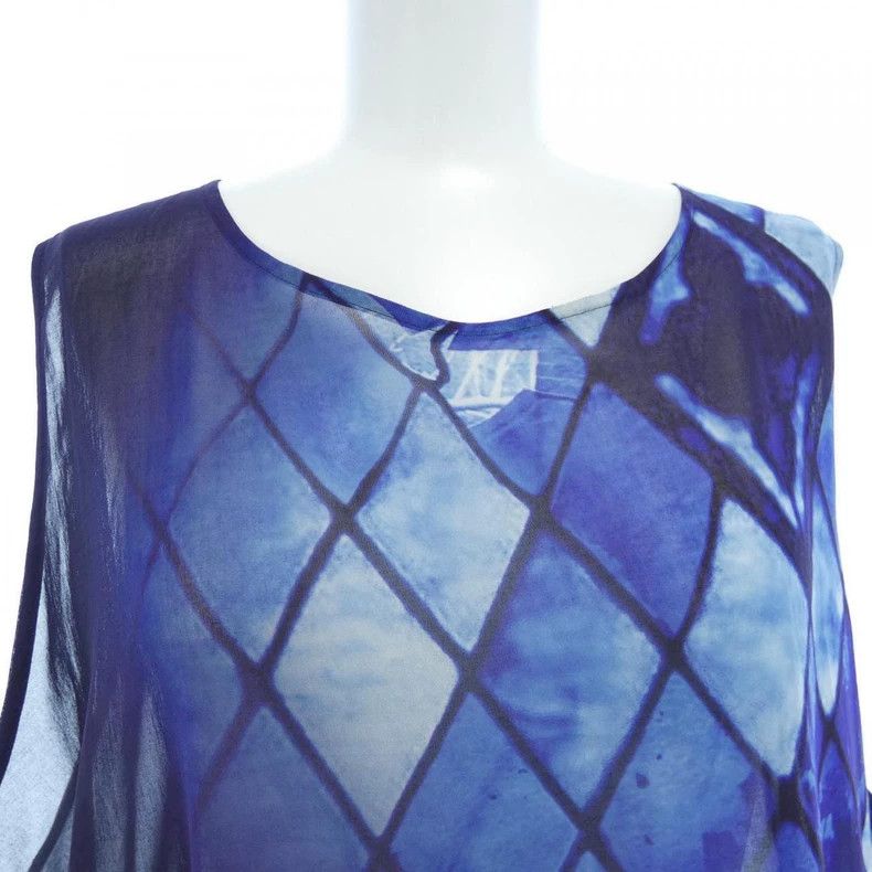 Y's Y's Dyed blue mesh print dress Size XS / US 0-2 / IT 36-38 - 3 Thumbnail
