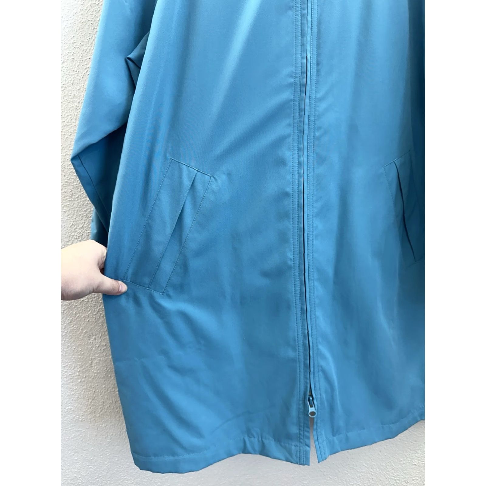 Vintage L.L. Bean Jacket Womens Petite Large Blue Zip Up Hooded Trench Coat Size L / US 10 / IT 46 - 5 Thumbnail