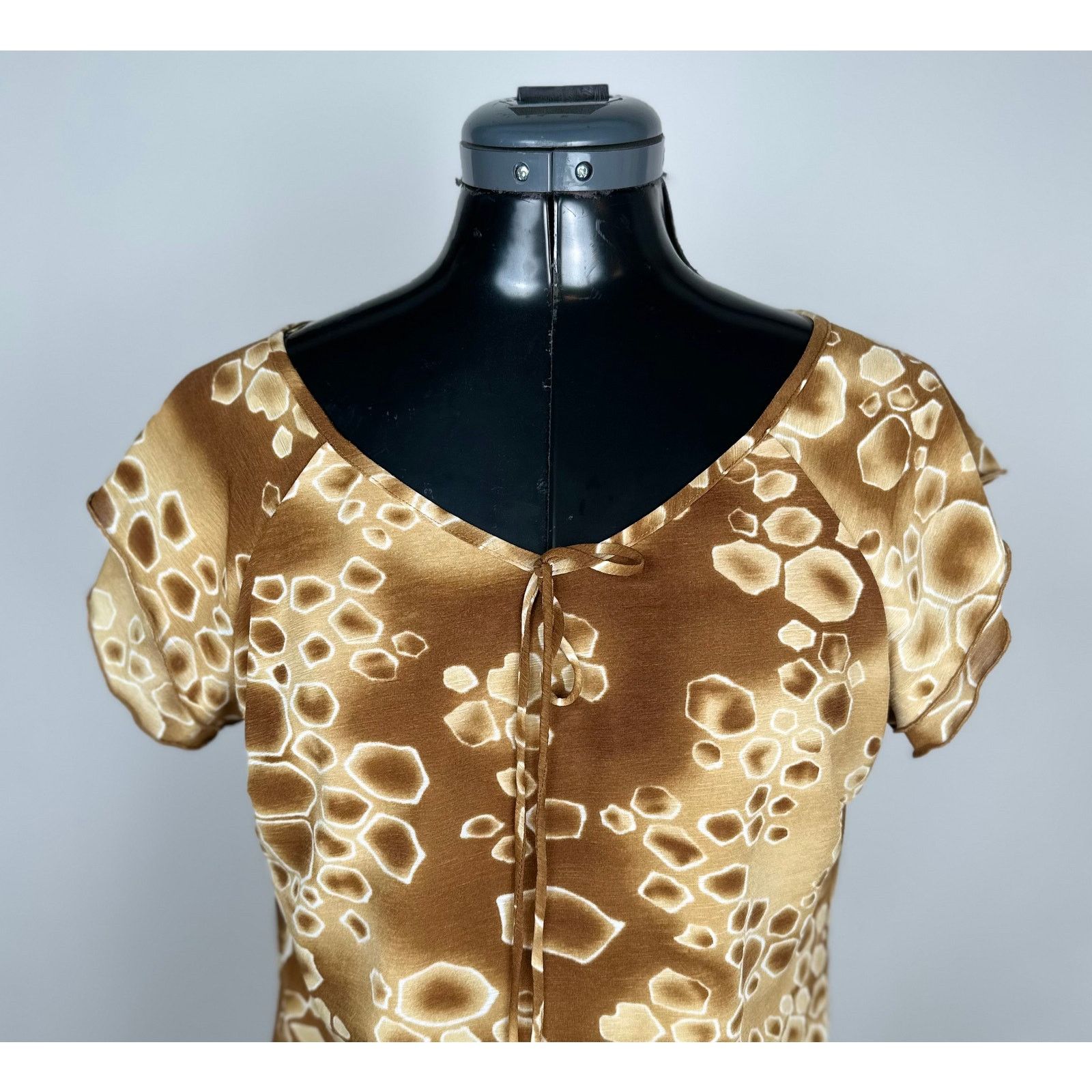 Other Vintage Cream/Brown Patterned Top Size S / US 4 / IT 40 - 2 Thumbnail