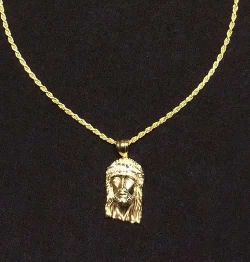 Other Gold Chain Rope Chain 20in 2mm And Gold Jesus Piece Head Size ONE SIZE - 7 Thumbnail