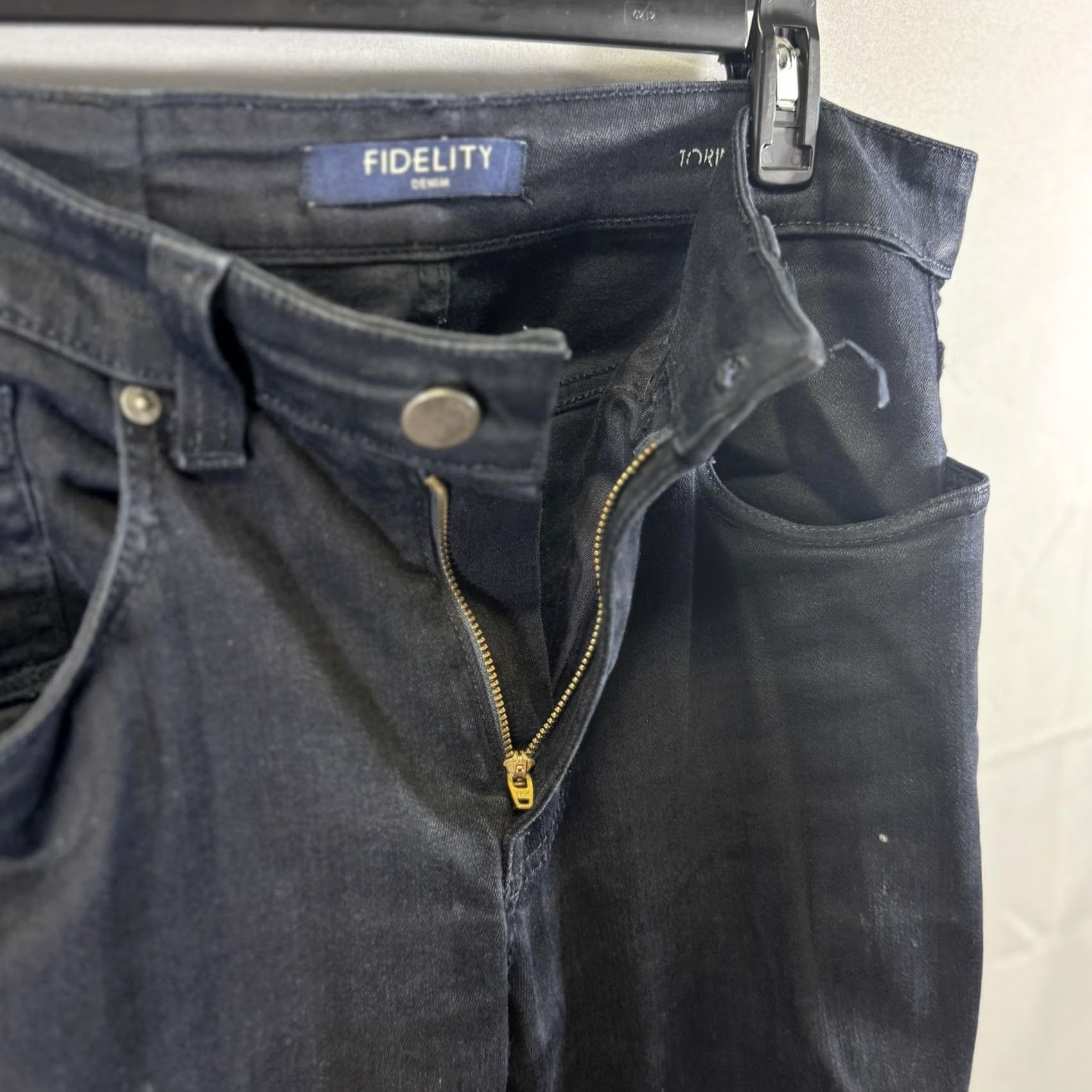 Denime Fidelity Jeans Mens 32 Dark Indigo Torino Stretch 5-Pocket Zip Fly Classic Denim Jeans Mens 32 Blue Slim Tapered Buttons Size US 32 / EU 48 - 4 Thumbnail