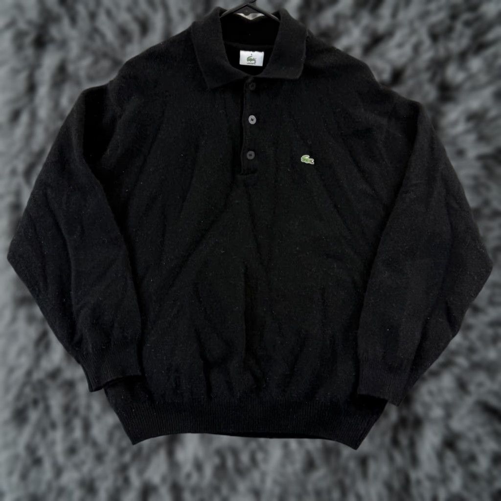 Lacoste VINTAGE Lacoste Sweater Mens 6 XL Black Wool Henley Long Sleeve Knit Preppy Pullover Size US S / EU 44-46 / 1 - 1 Thumbnail