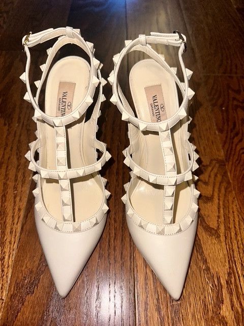 Valentino Valentino Garavani Rockstud High Heels (Ivory) Size US 7.5 / IT 37.5 - 1 Thumbnail