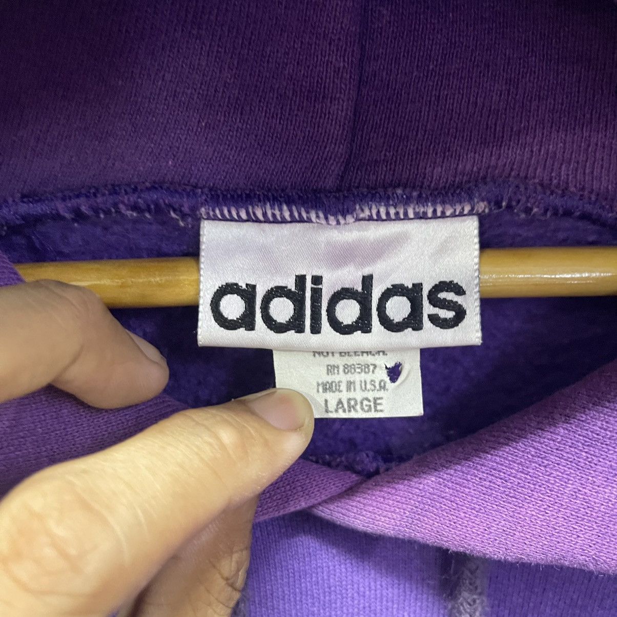 Adidas Vintage Adidas Trefoil Hoodie — Purple — Made in USA — Large Size US L / EU 52-54 / 3 - 10 Thumbnail